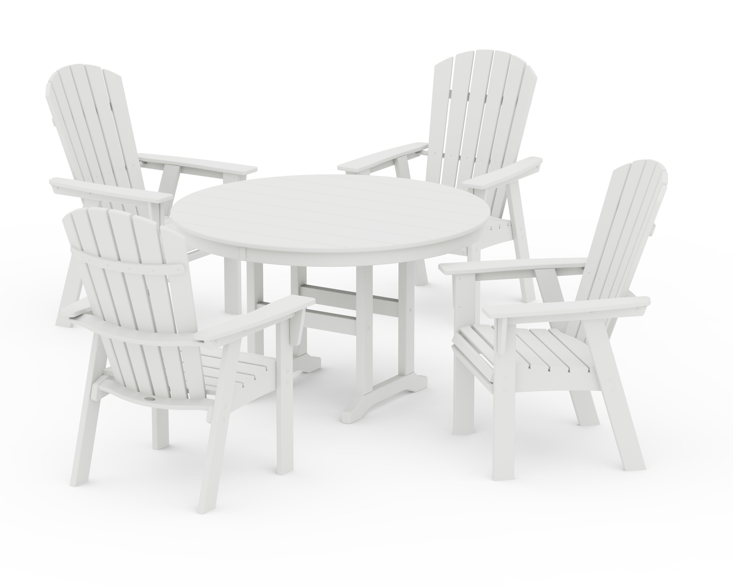 Nautical Adirondack 5-Piece Round Farmhouse Dining Set in Vintage White