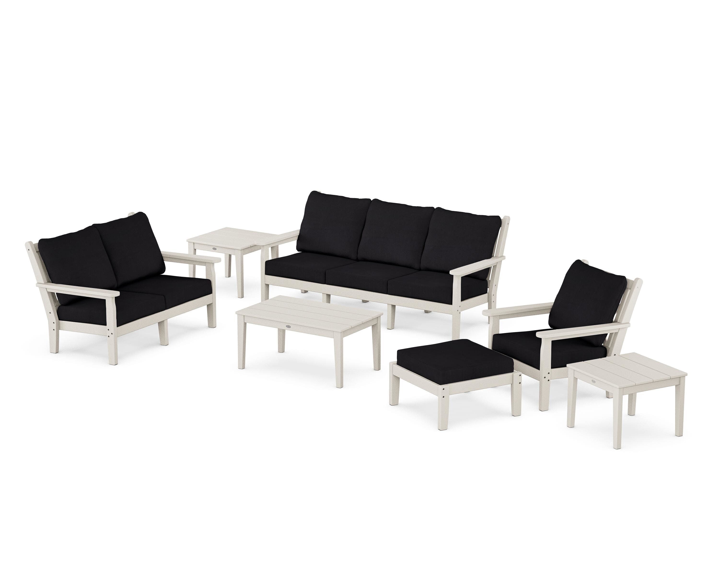 Chippendale 7-Piece Deep Seating Set in Sand / Midnight Linen