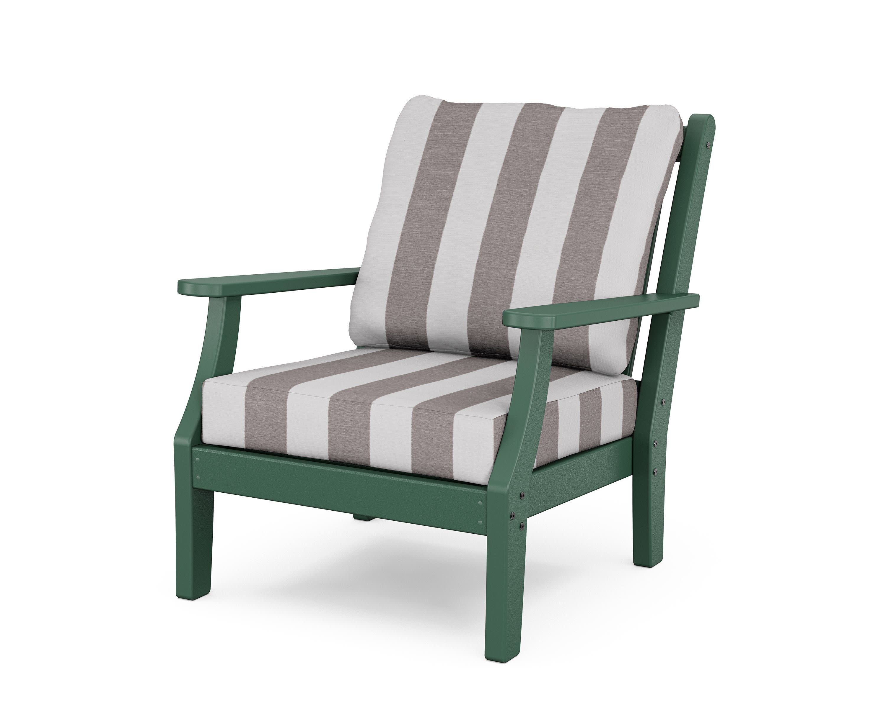 Wovendale Deep Seating Chair in Green / Cabana Stripe Grey Mist