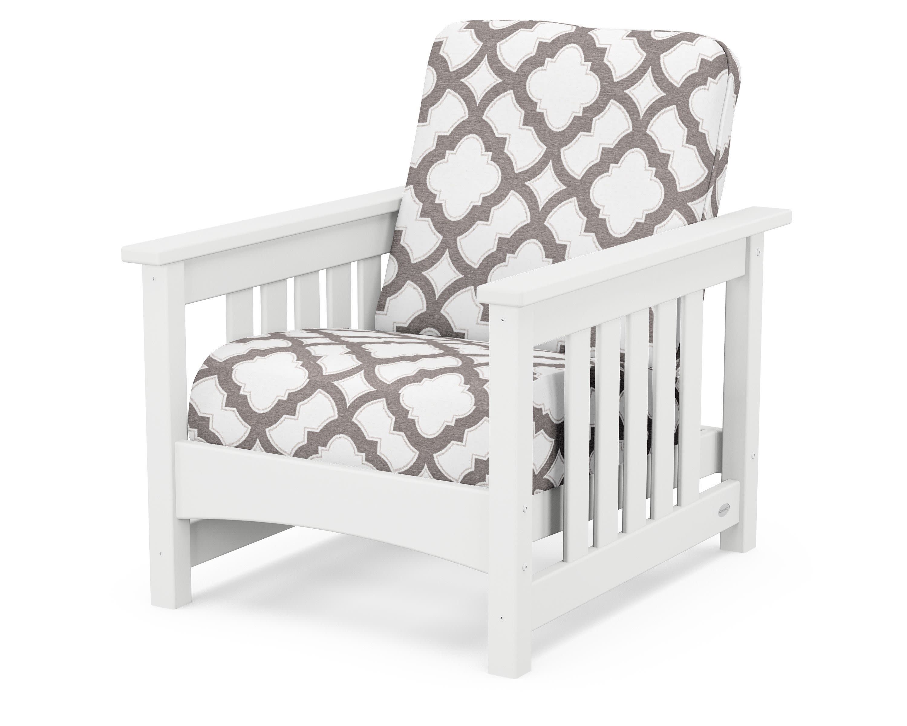 Club Mission Chair in White / Trellis Grey Mist