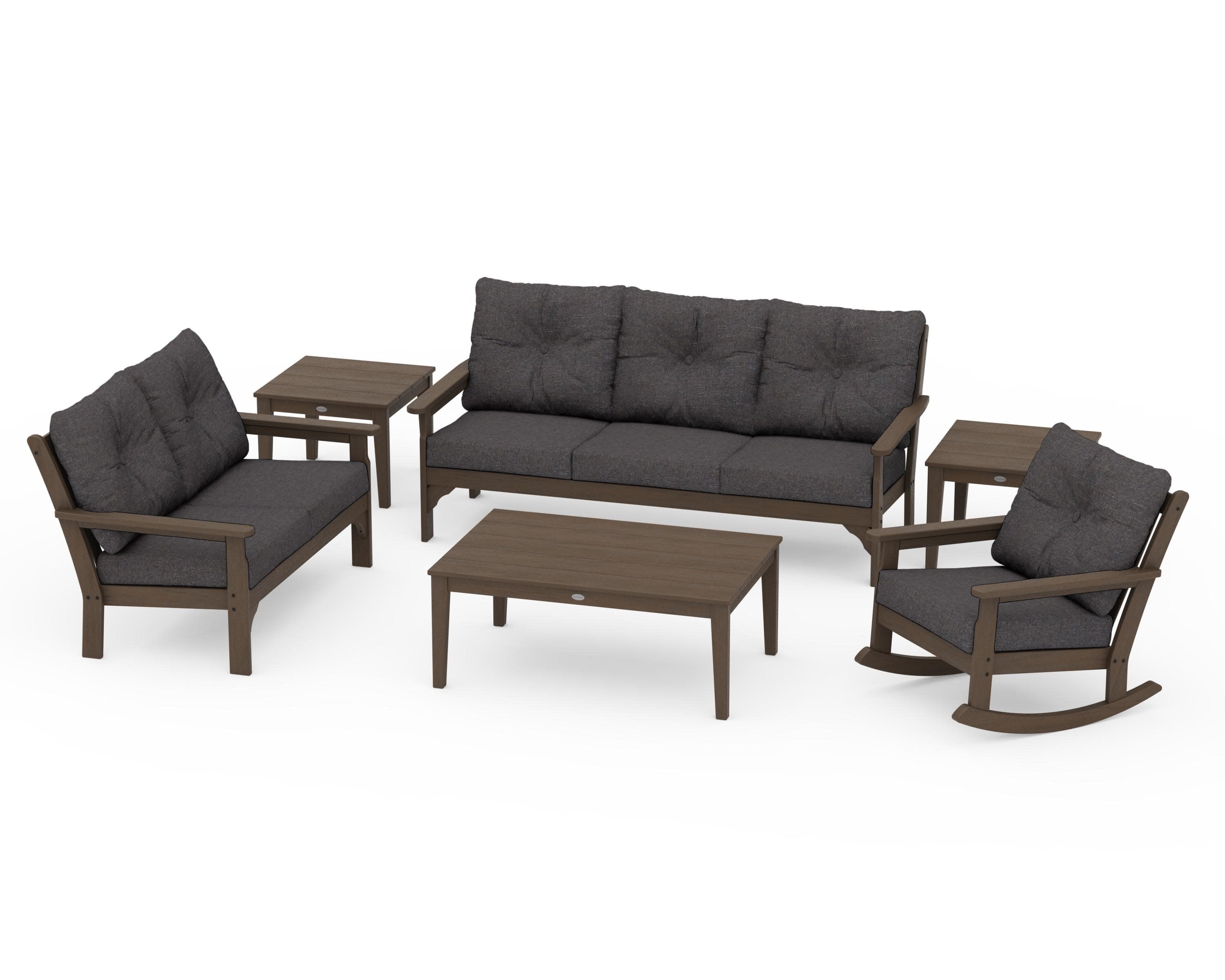Vineyard 6-Piece Deep Seating Set in Kona / Ash Charcoal