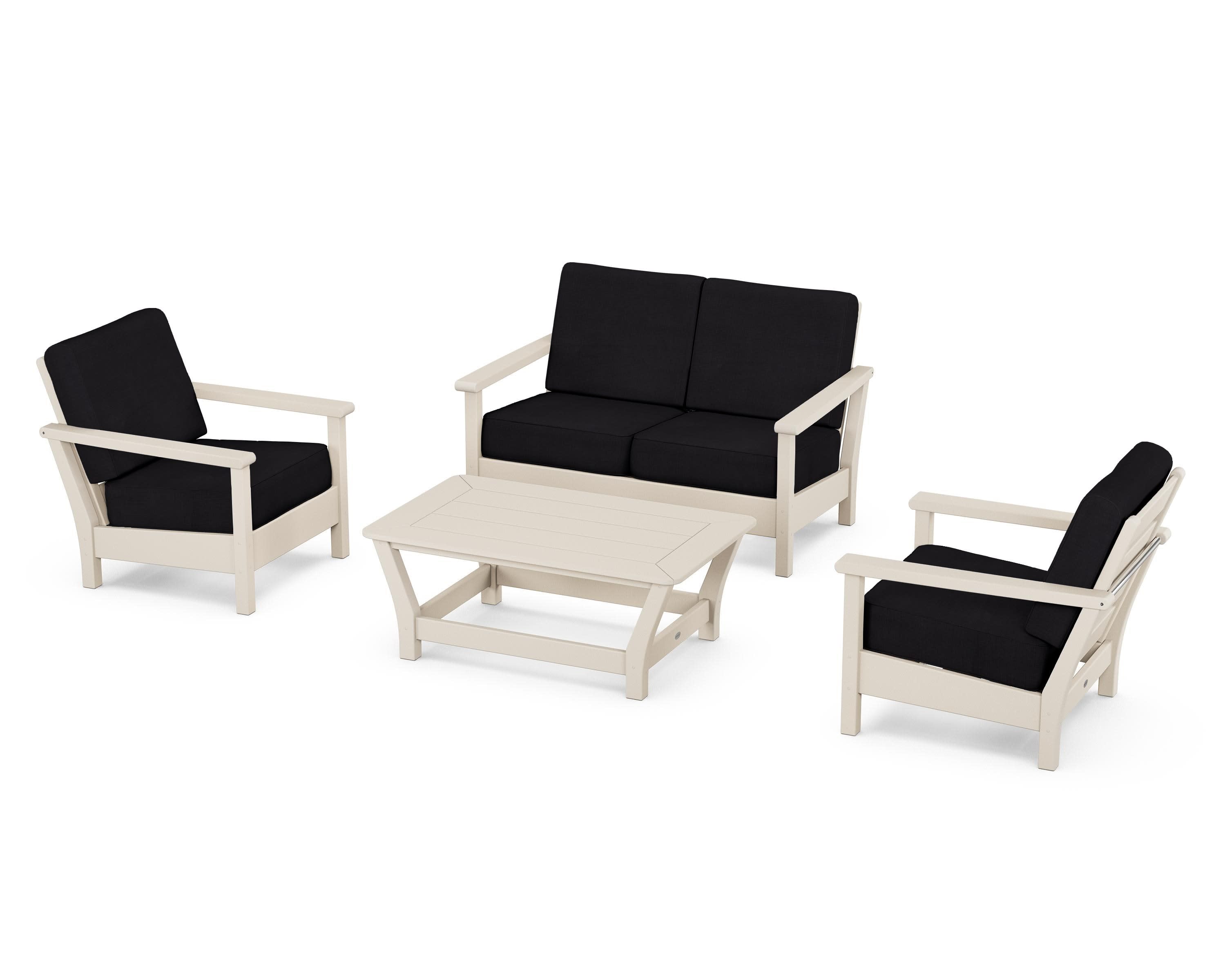 Harbour 4-Piece Deep Seating Set in Sand / Midnight Linen