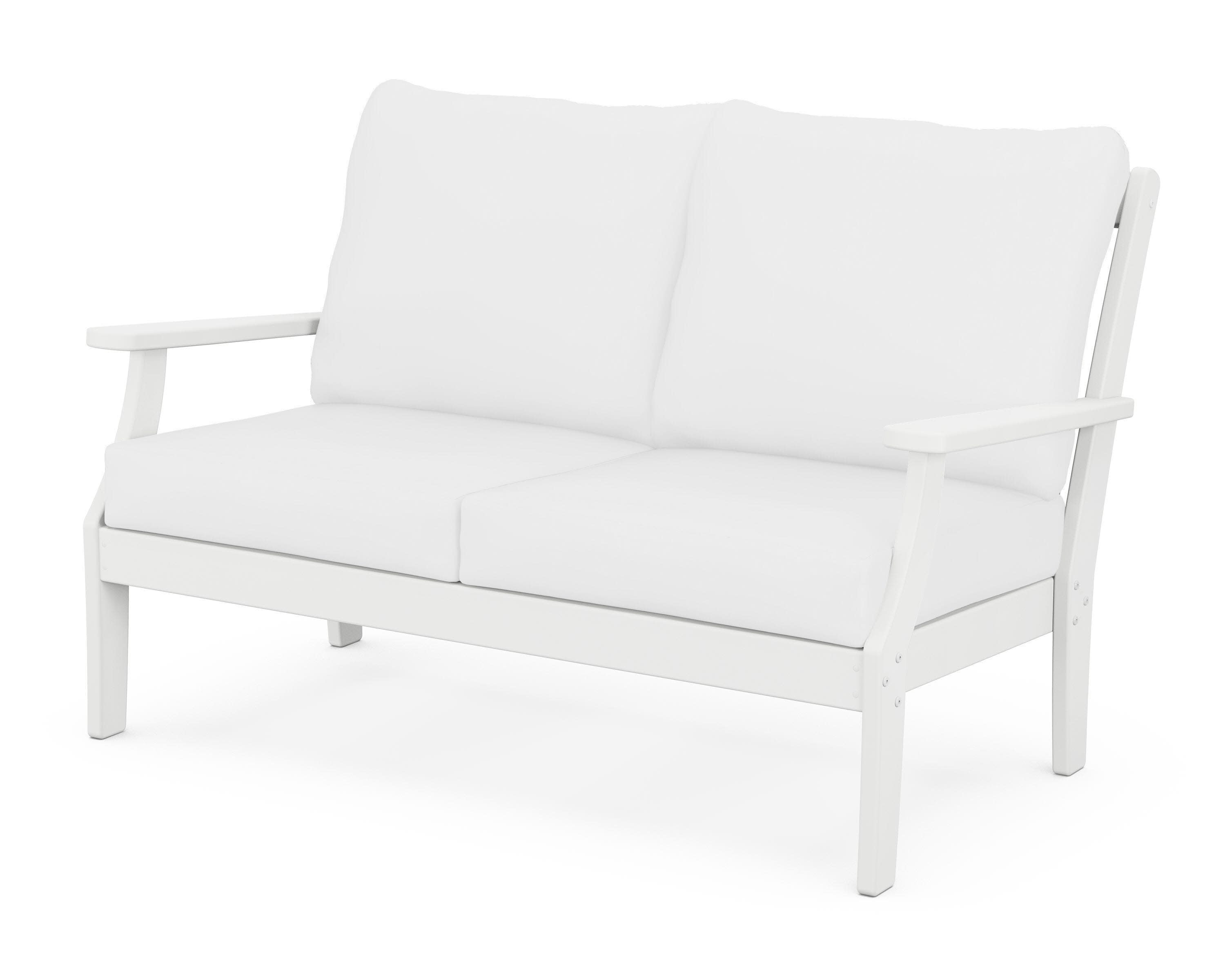 Braxton Deep Seating Loveseat in White / Natural
