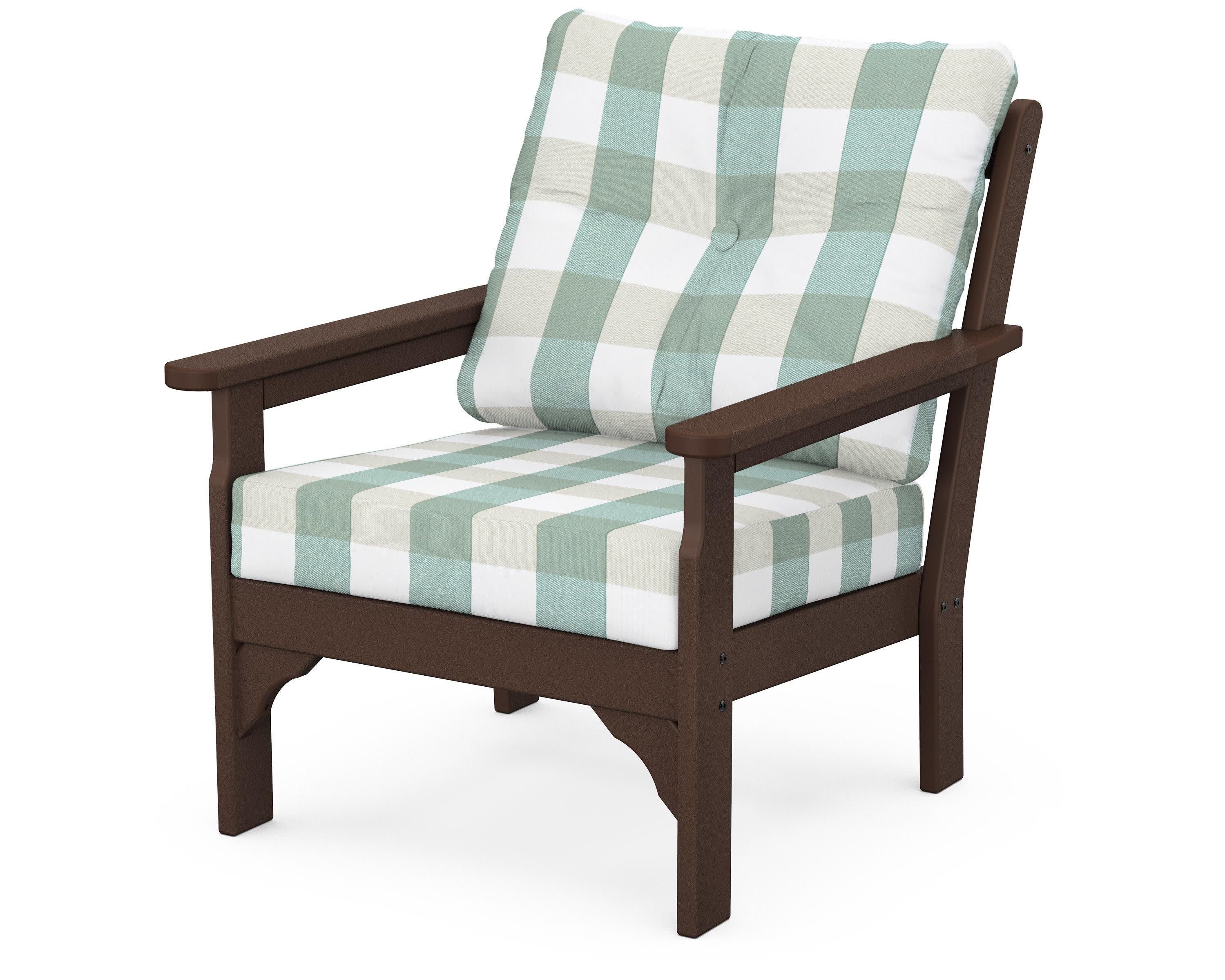 Vineyard Deep Seating Chair in Mahogany / Buffalo Plaid Glacier Spa
