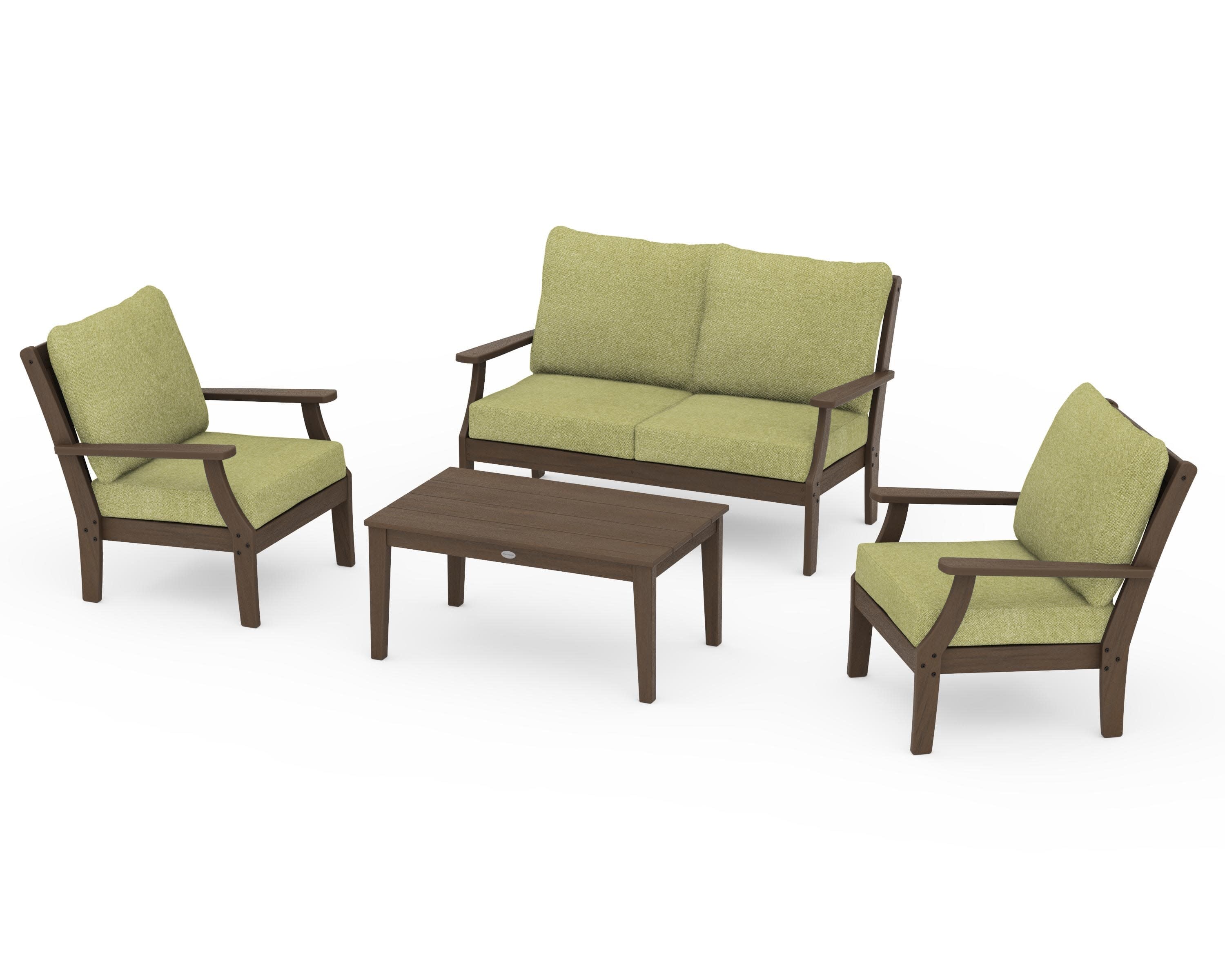 Braxton 4-Piece Deep Seating Chair Set in Kona / Chartreuse Boucle
