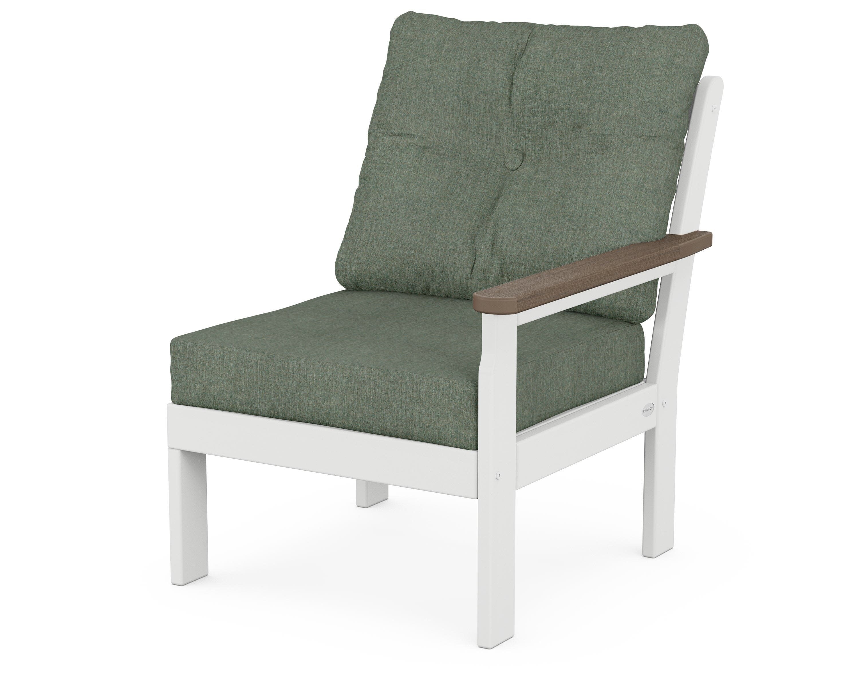 Vineyard Modular Right Arm Chair in White / Kona / Cast Sage