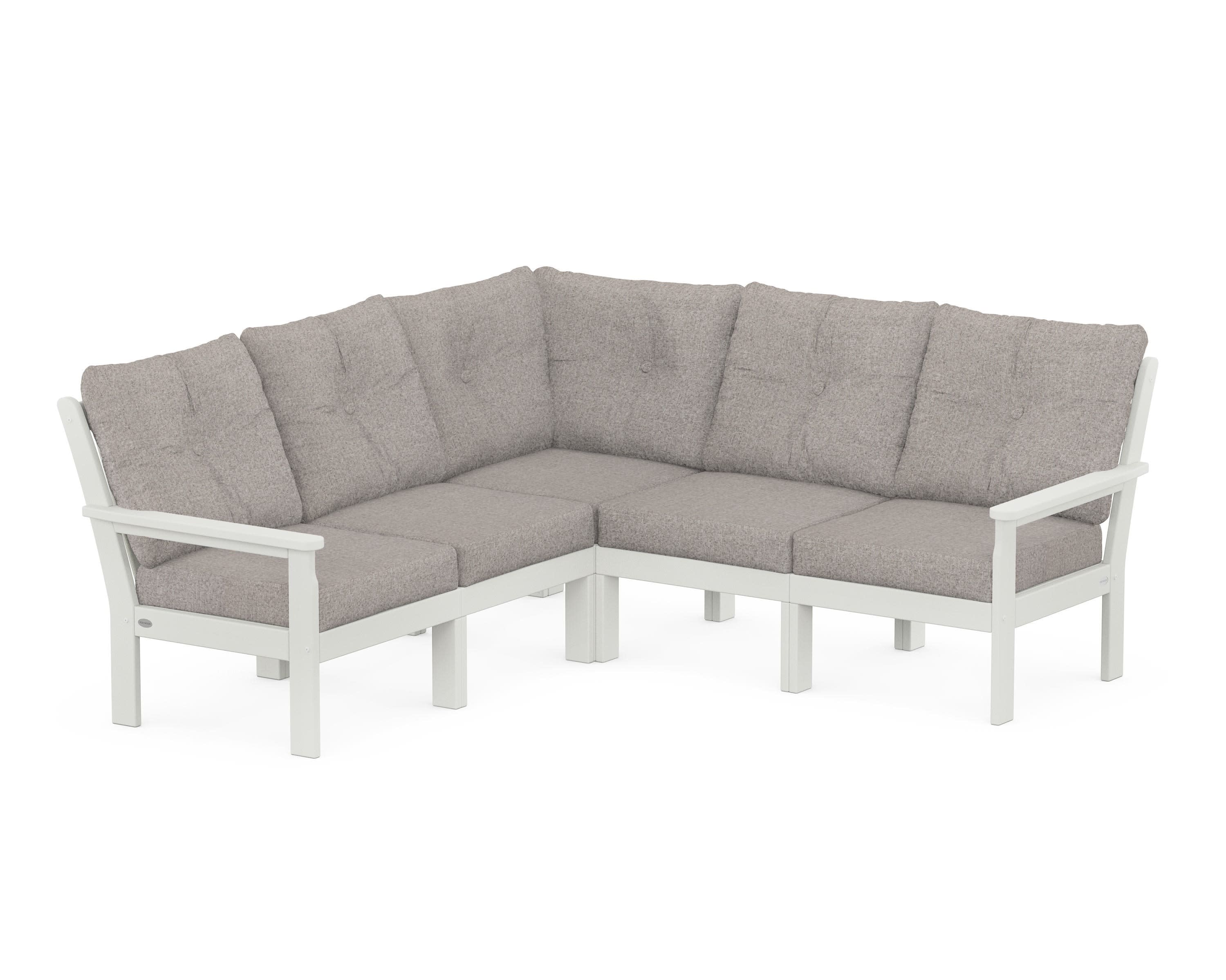Vineyard 5-Piece Sectional in Vintage White / Weathered Tweed