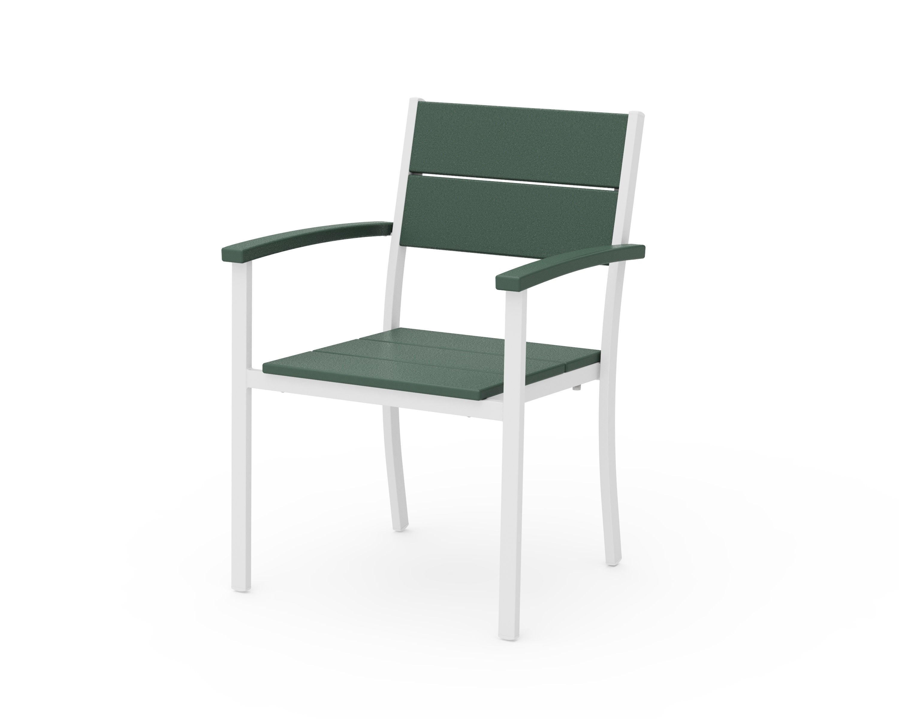Main Street Stacking Dining Arm Chair in White / Green