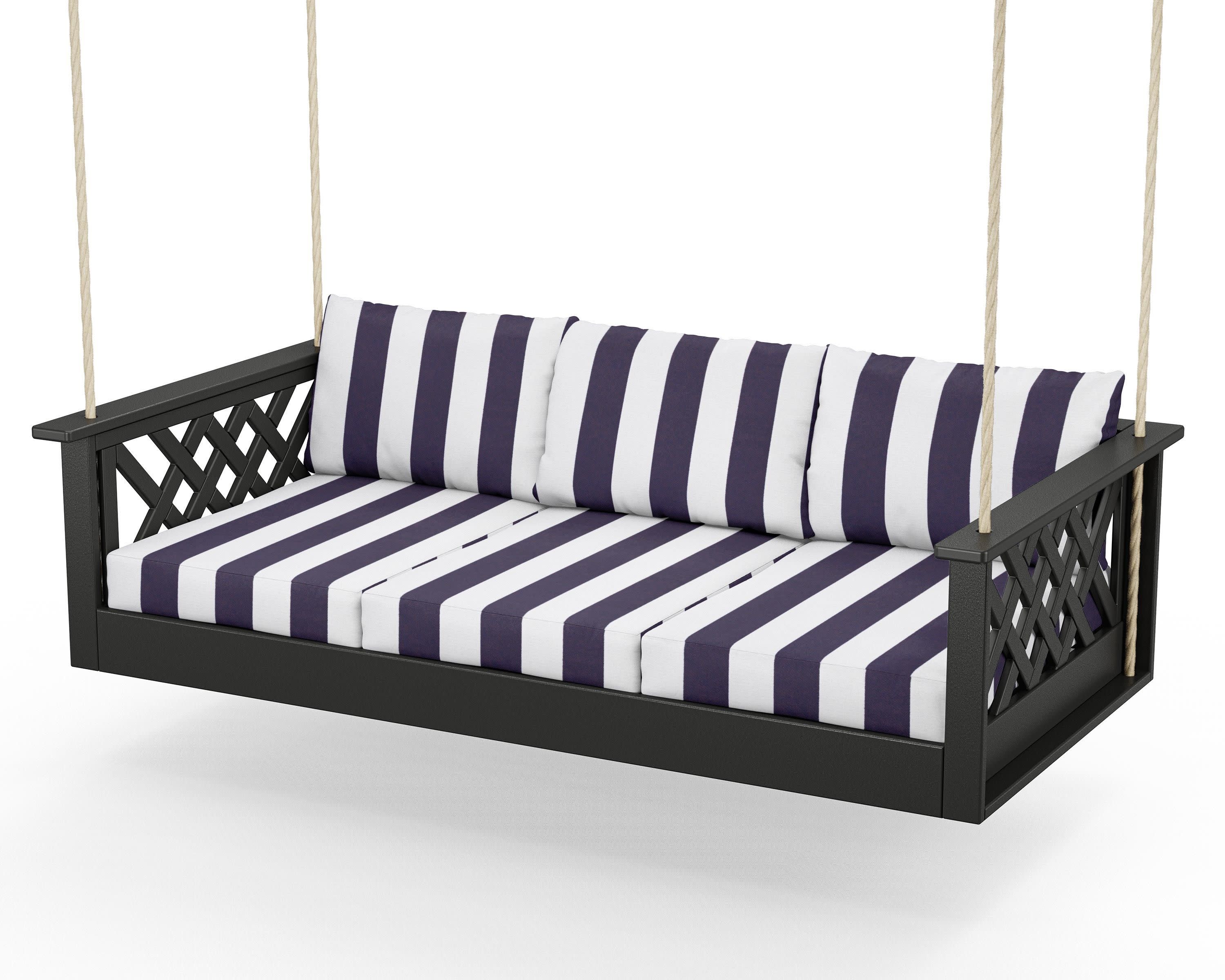 Wovendale Daybed Swing in Black / Cabana Stripe Navy