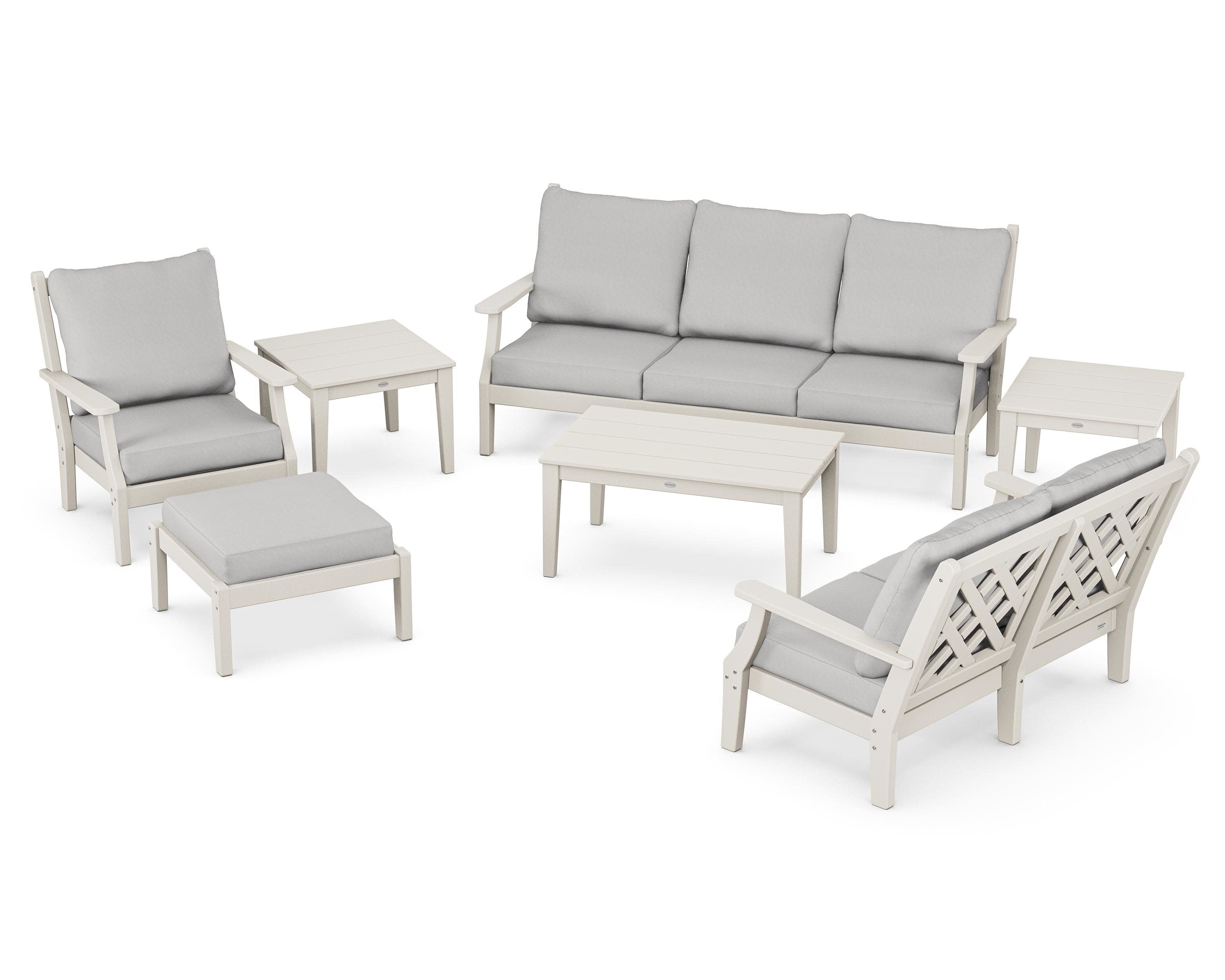 Wovendale 7-Piece Deep Seating Set in Sand / Diamond in the Rough