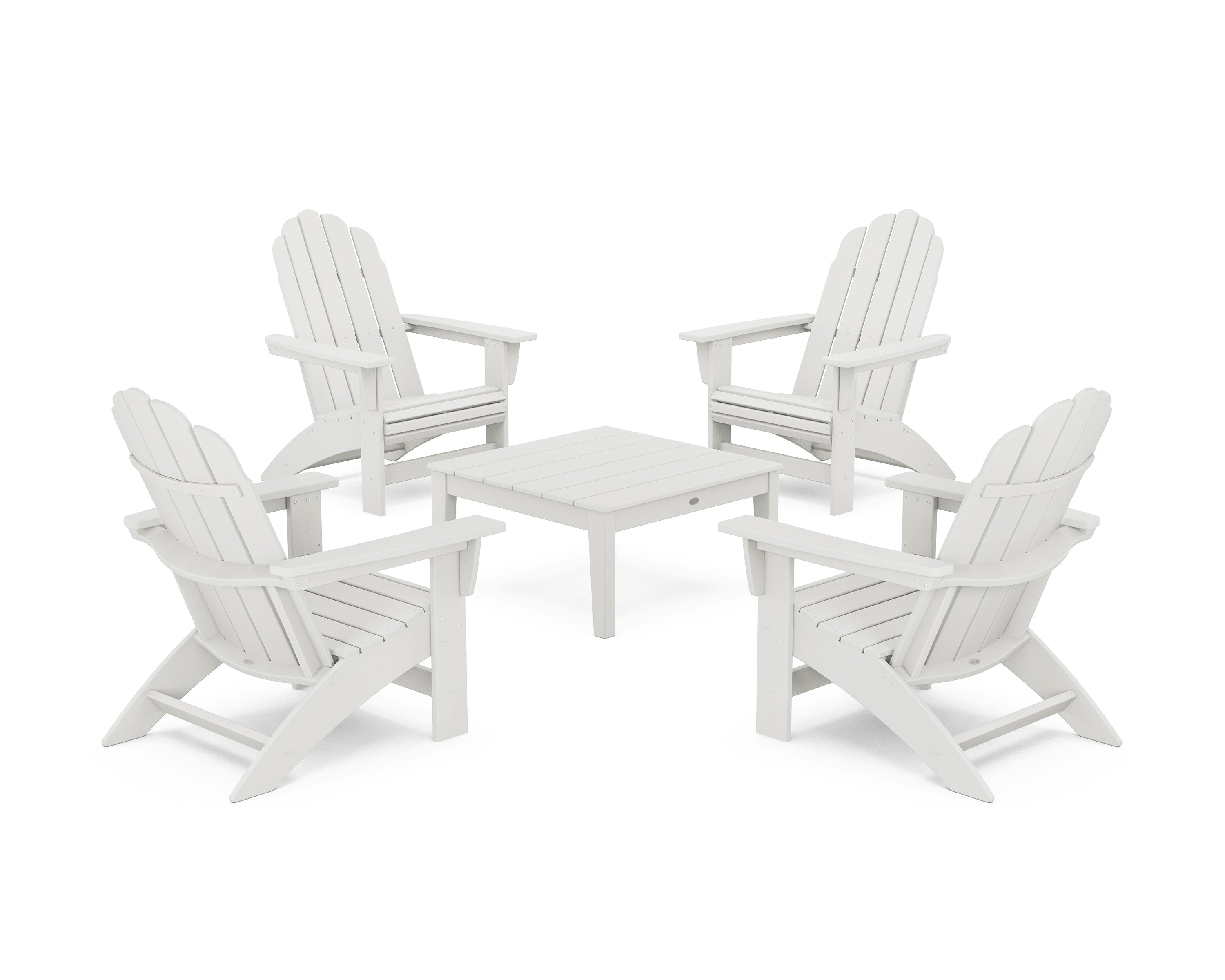 5-Piece Vineyard Grand Adirondack Chair Conversation Group in Vintage White