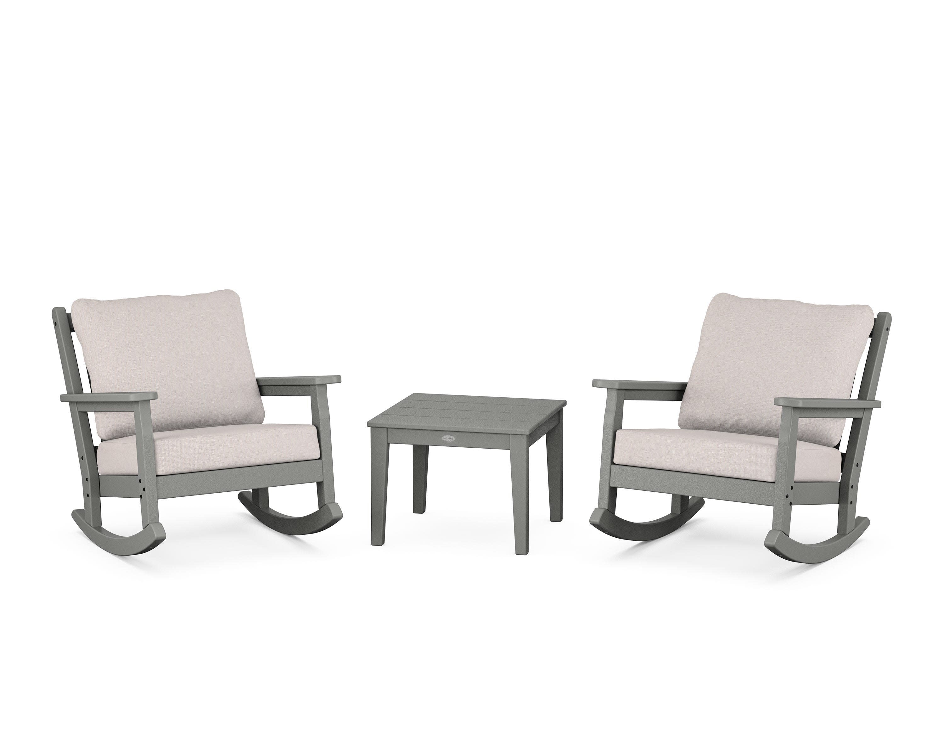 Chippendale 3-Piece Deep Seating Rocker Set in Slate Grey / Dune Burlap