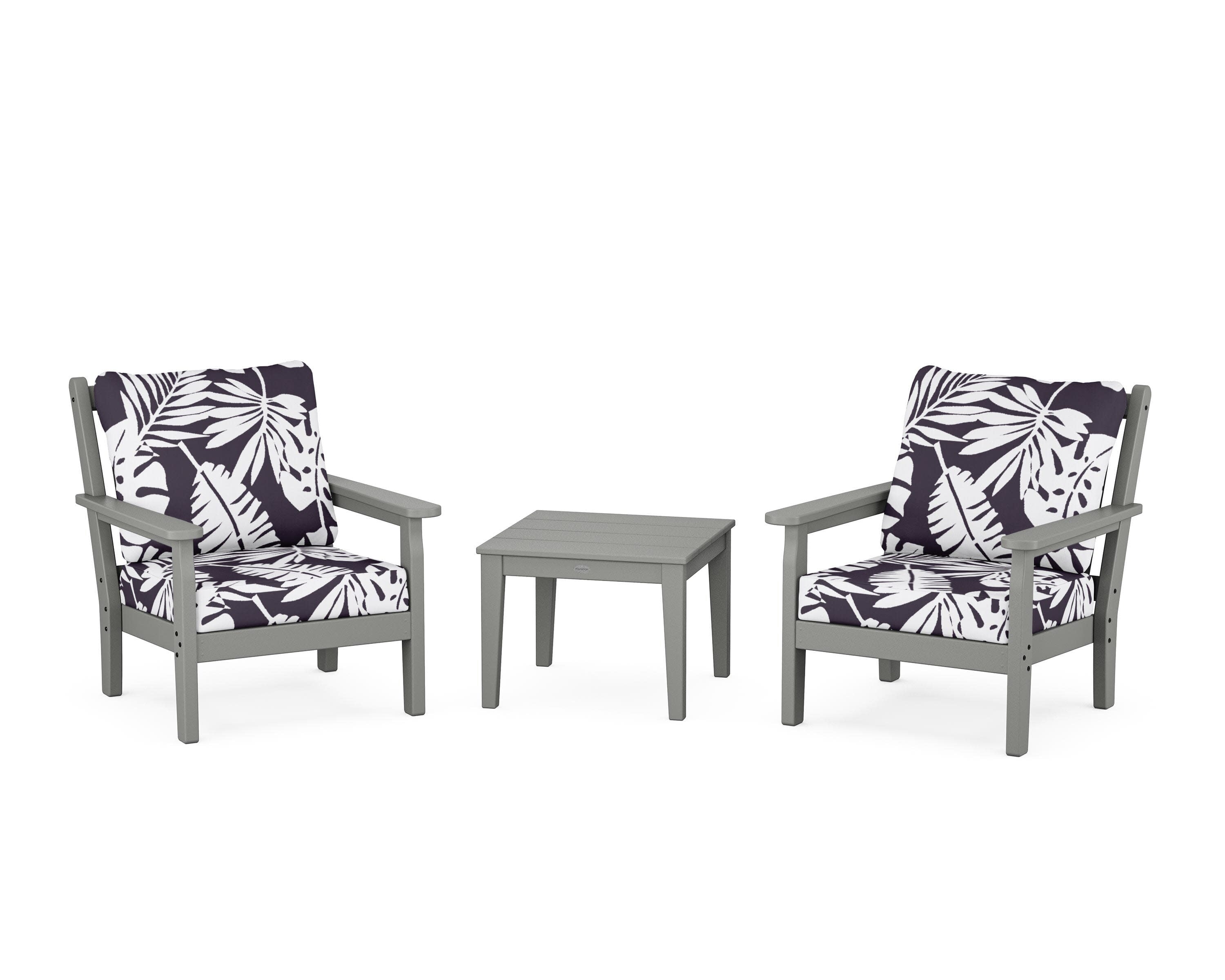 Chippendale 3-Piece Deep Seating Set in Slate Grey / Leaf Navy