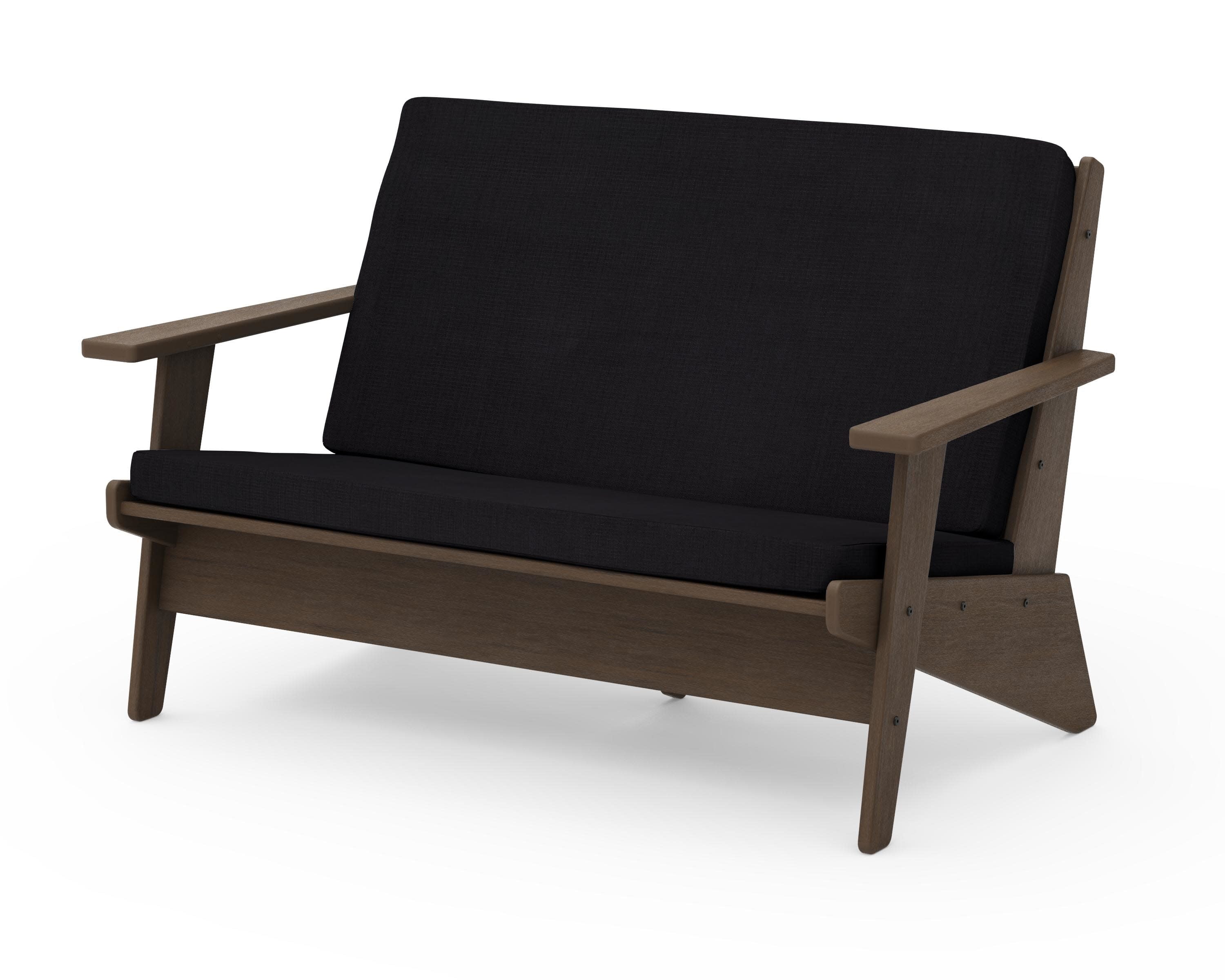 Riviera Modern Lounge Loveseat in Kona / Midnight Linen