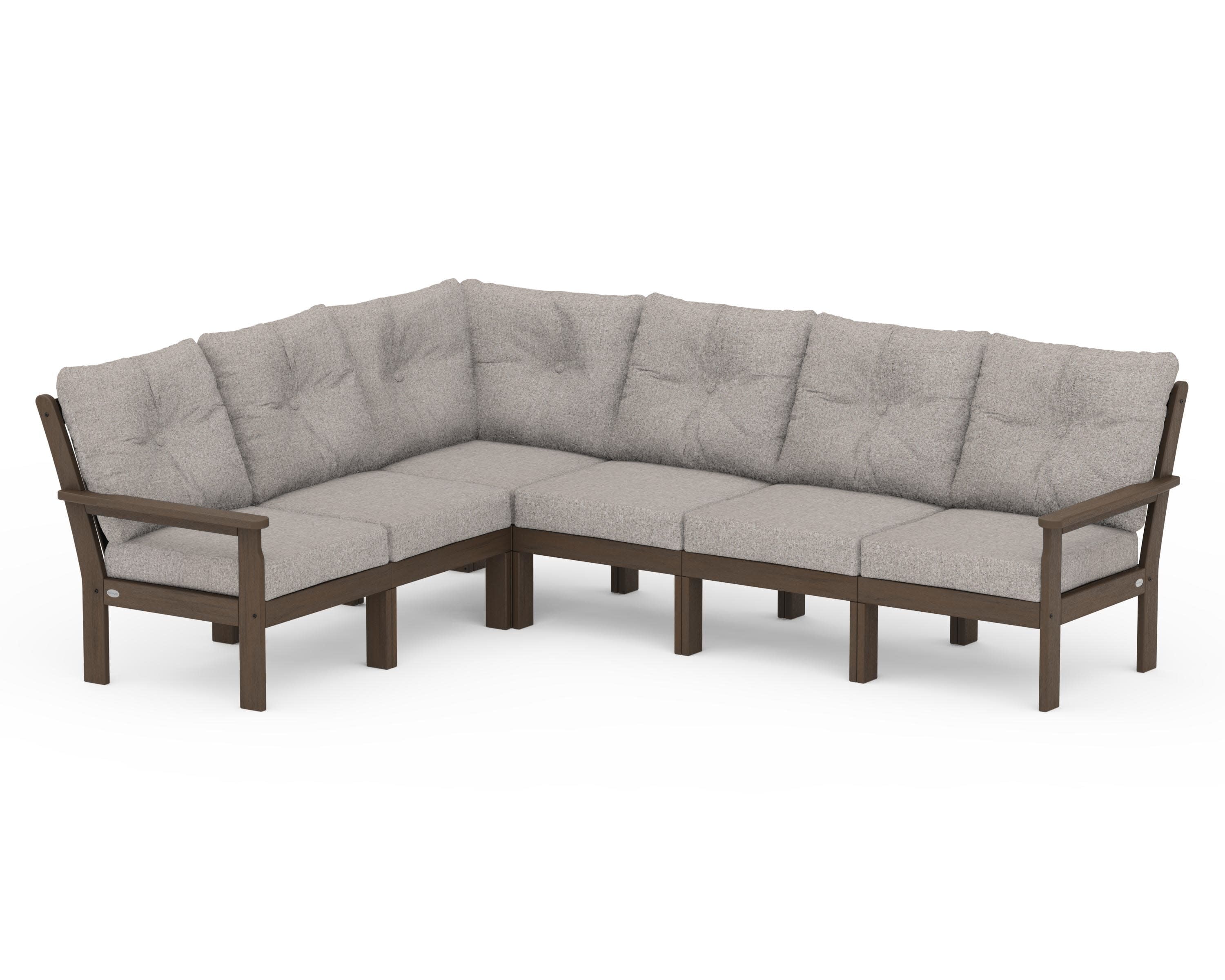 Vineyard 6-Piece Sectional in Kona / Weathered Tweed