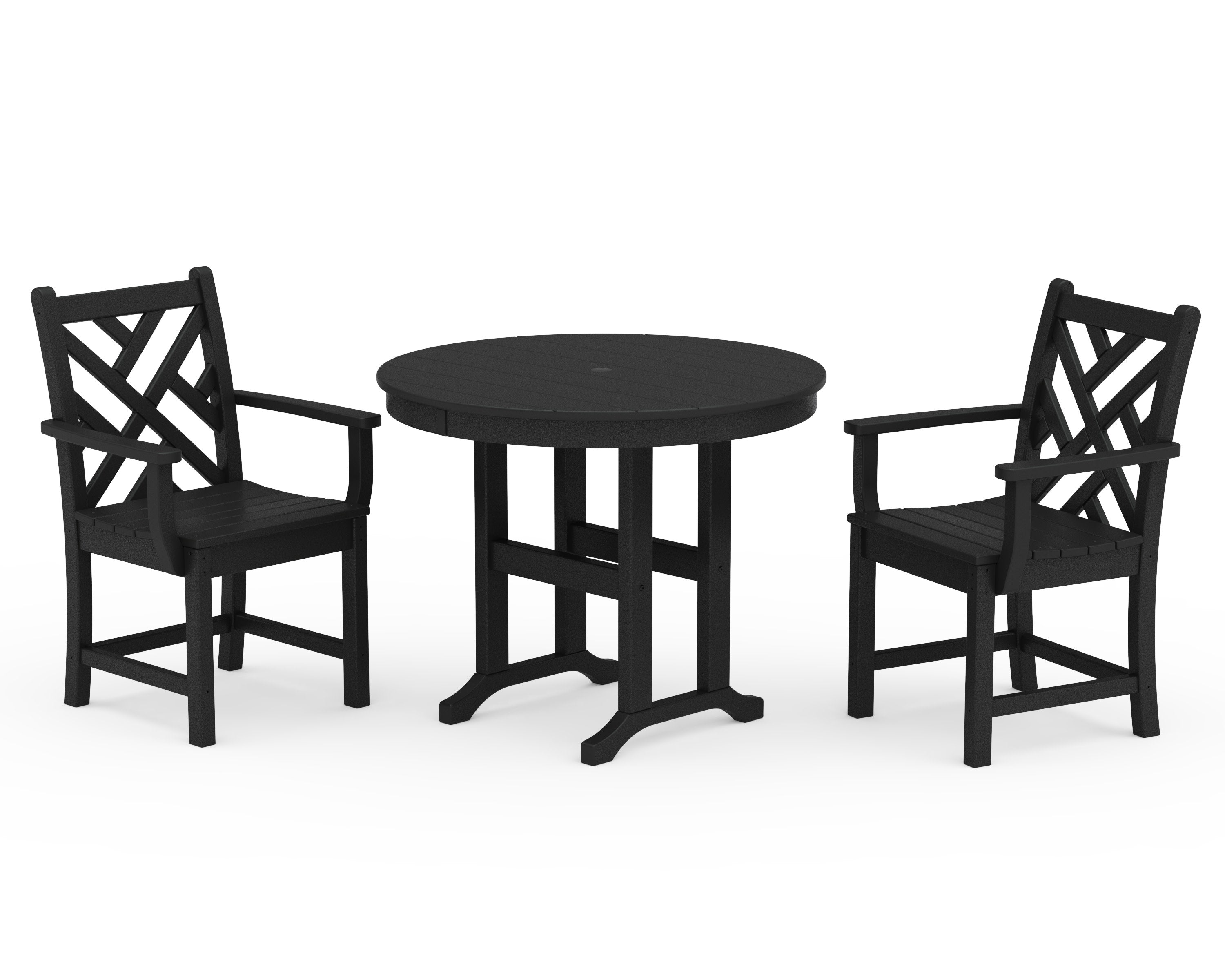 Chippendale 3-Piece Round Dining Set in Black