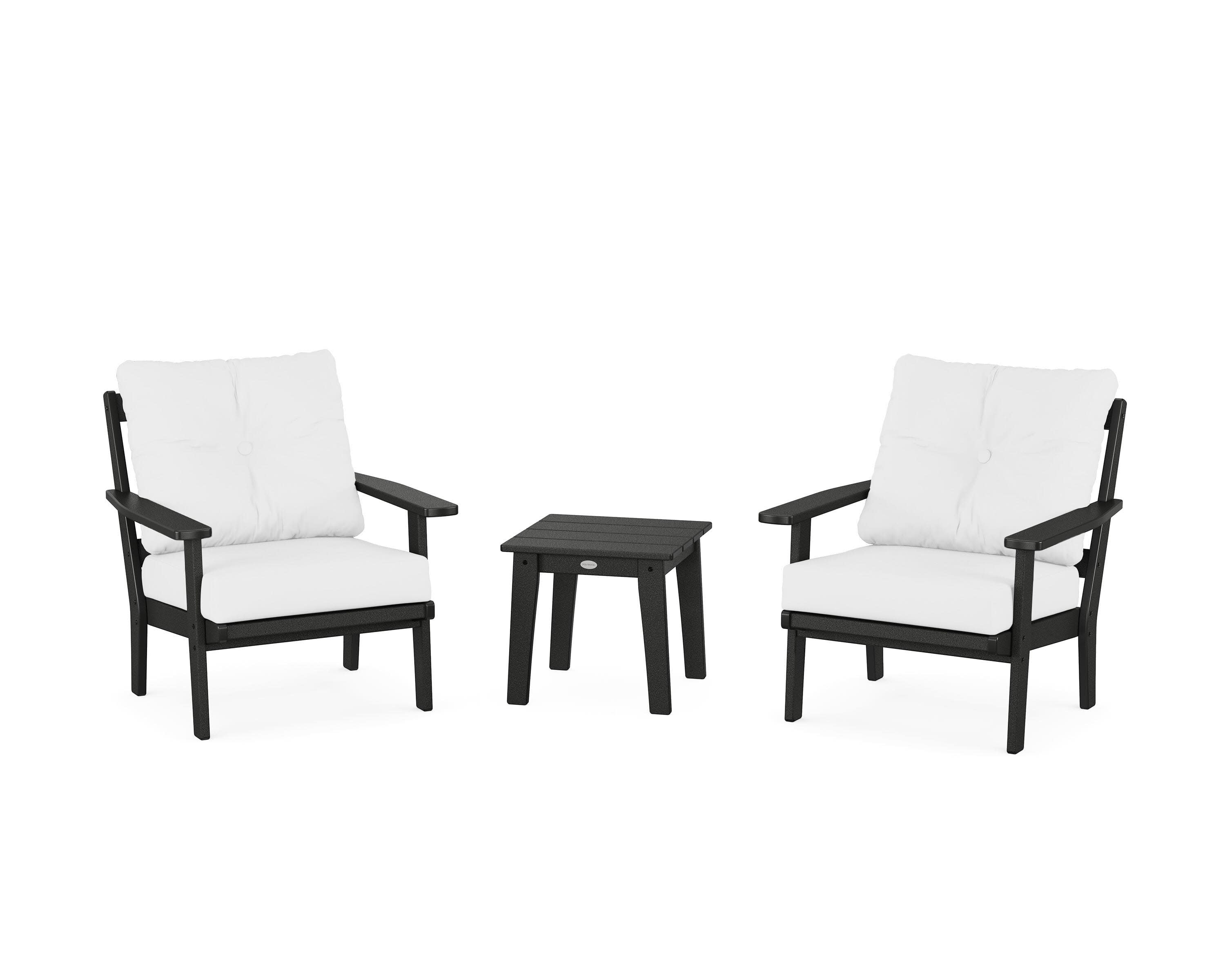 Oxford 3-Piece Deep Seating Set in Black / Natural