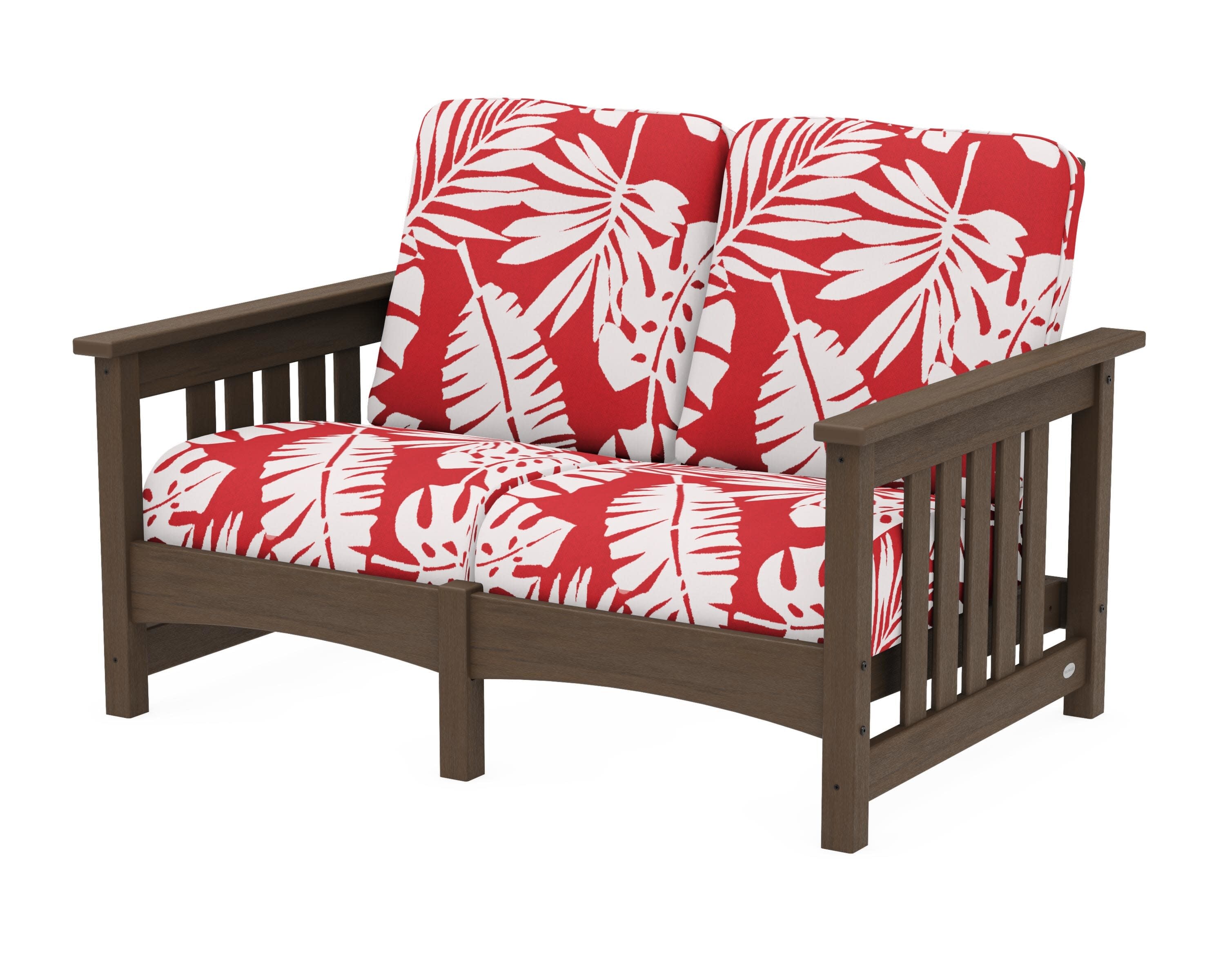 Club Mission Loveseat in Kona / Leaf Crimson