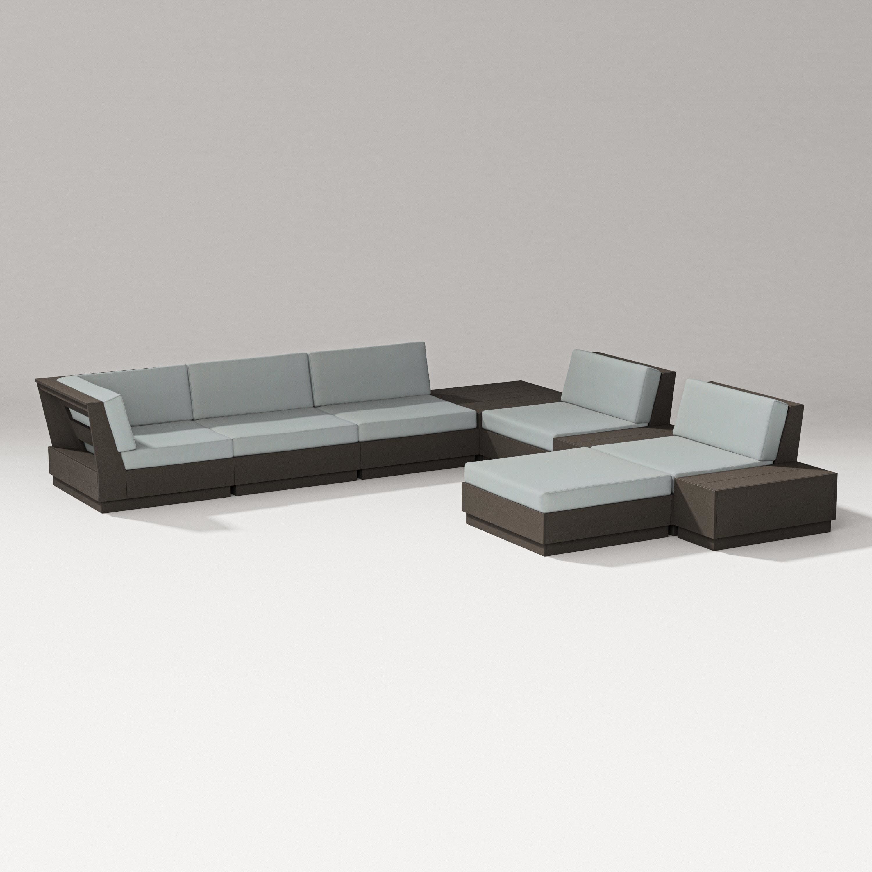 Elevate 9-Piece Conversation Sectional in Vintage Coffee / Spa