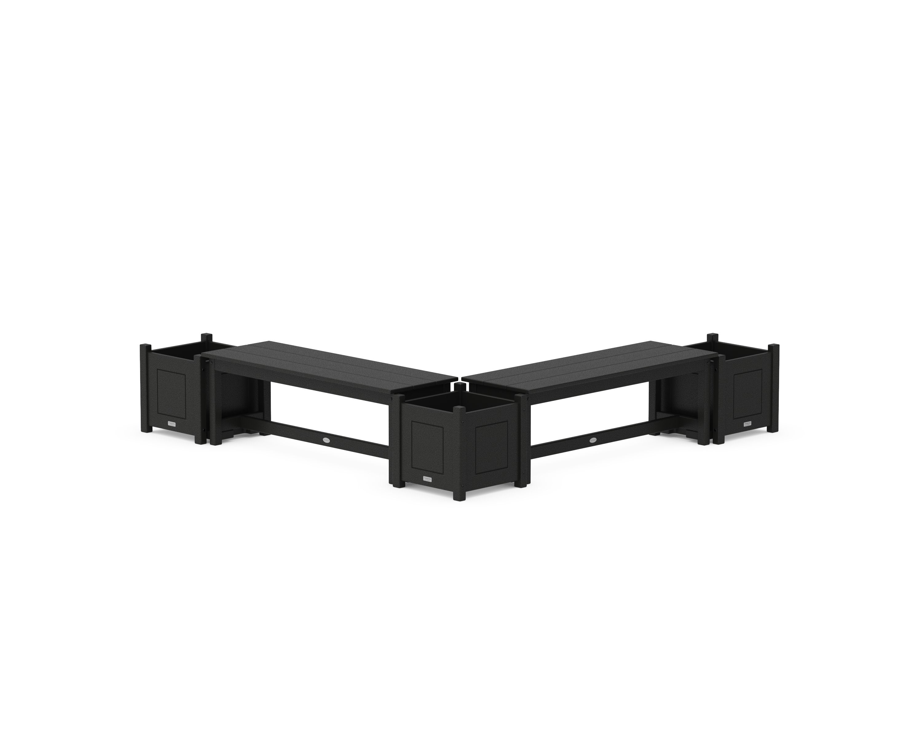 48" Country Living L- Shaped Planter Bench Corner Set in Black