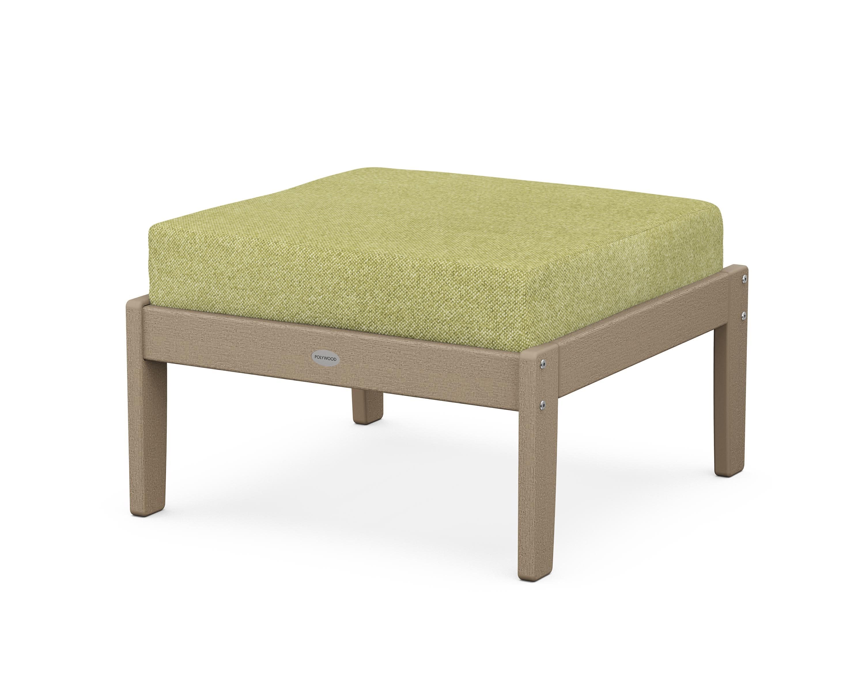 Braxton Deep Seating Ottoman in Vintage Sahara / Chartreuse Boucle