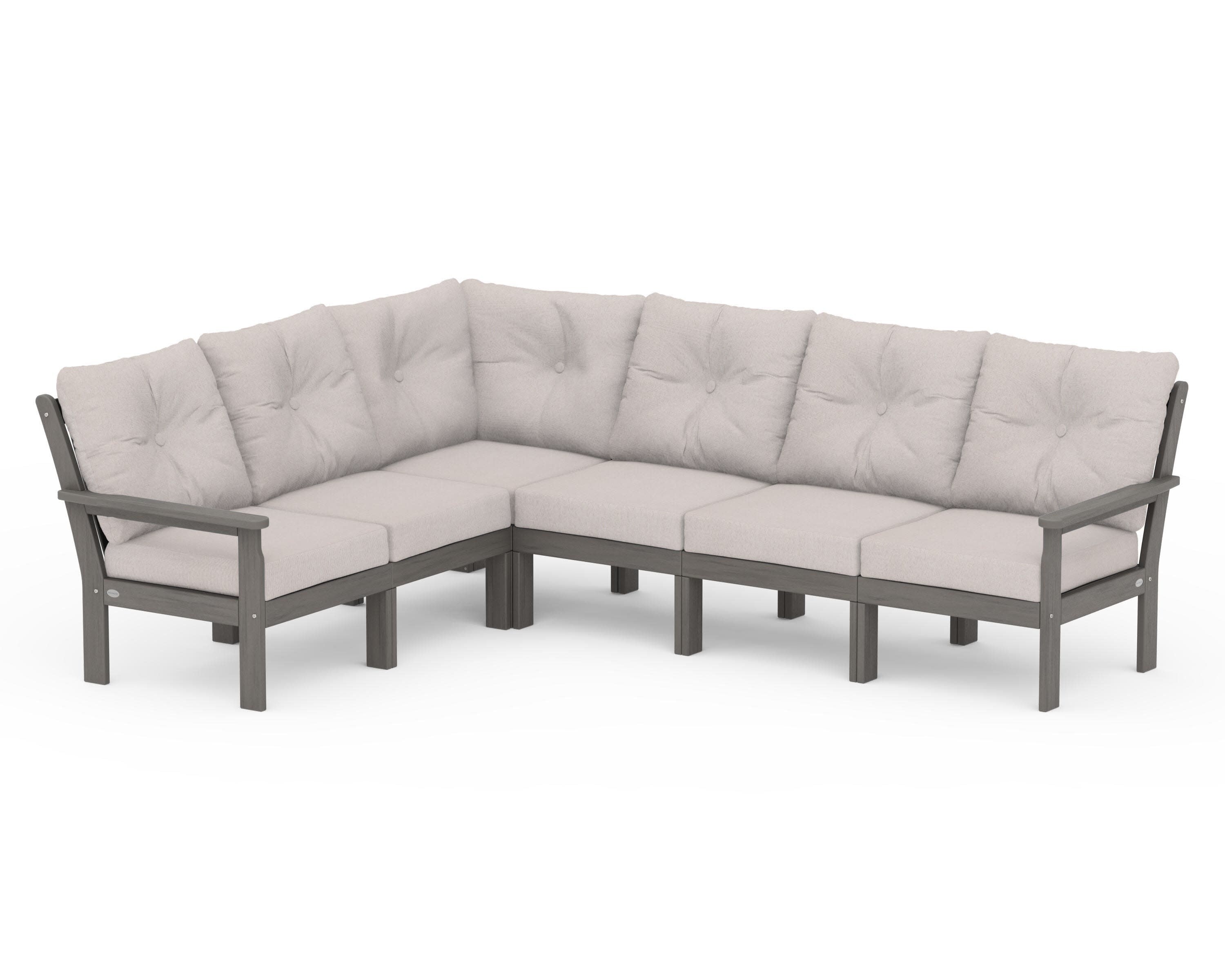 Vineyard 6-Piece Sectional in Driftwood / Dune Burlap
