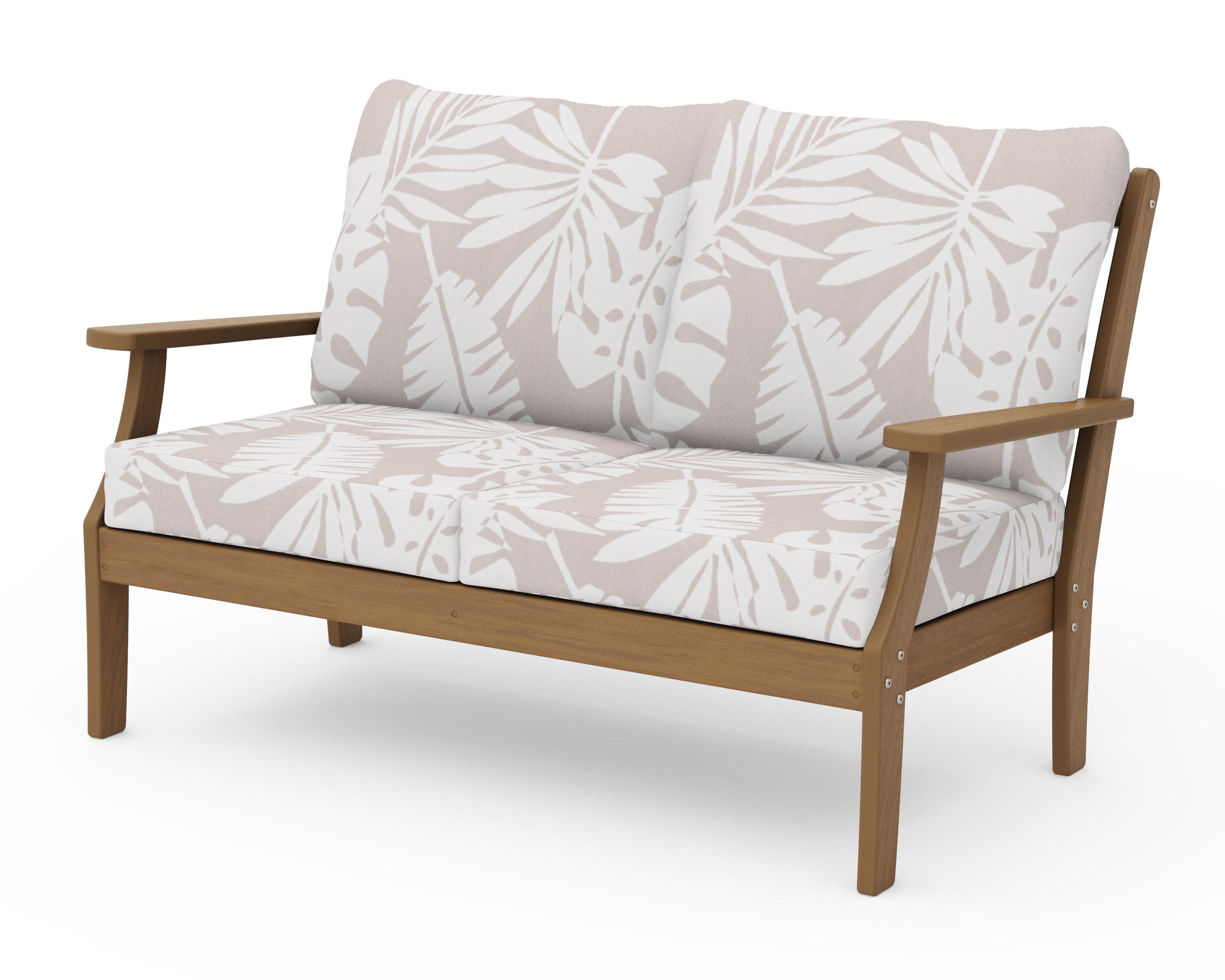 Braxton Deep Seating Loveseat in Natural / Leaf Dune Burlap
