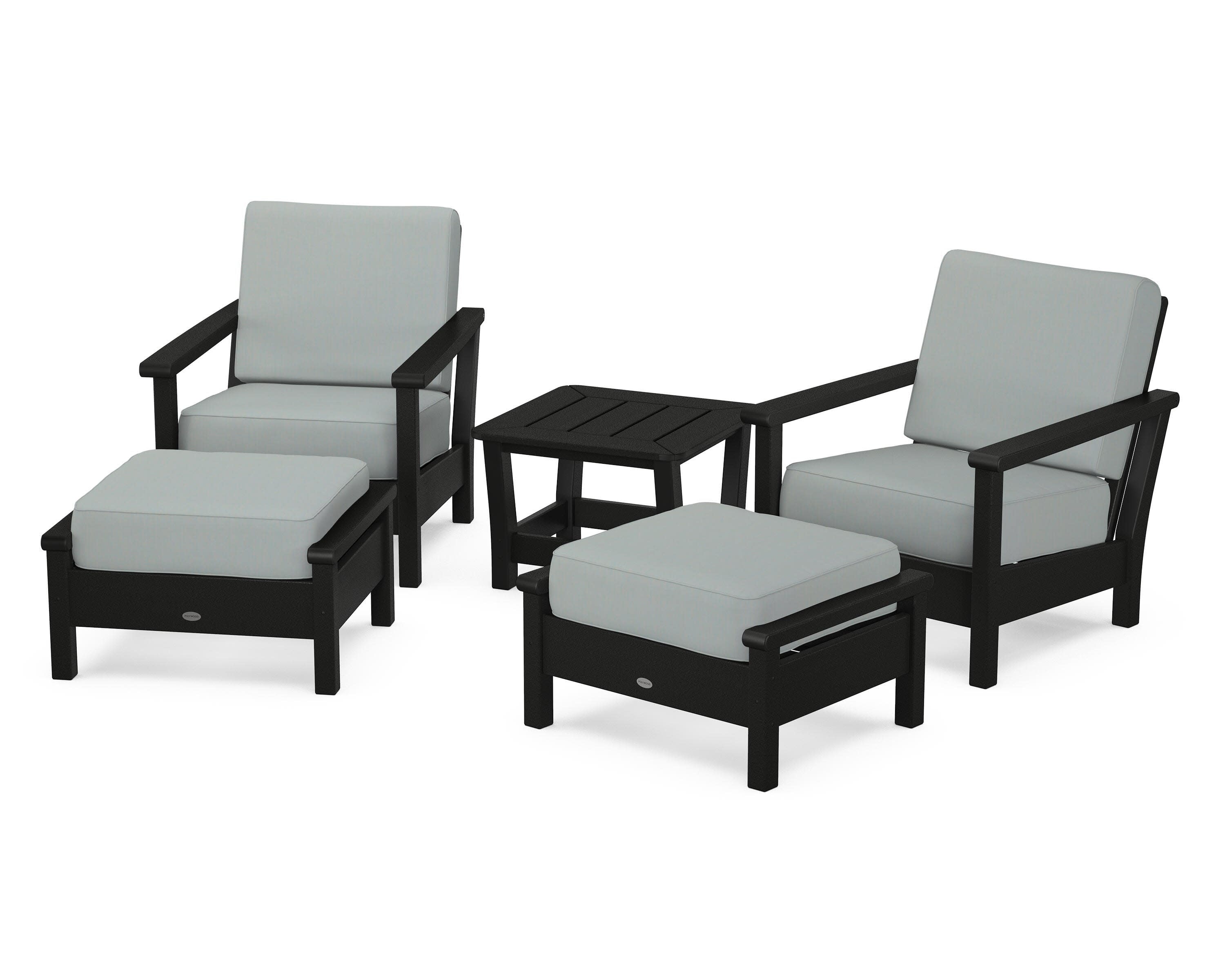 Harbour 5-Piece Deep Seating Chair Set in Black / Spa
