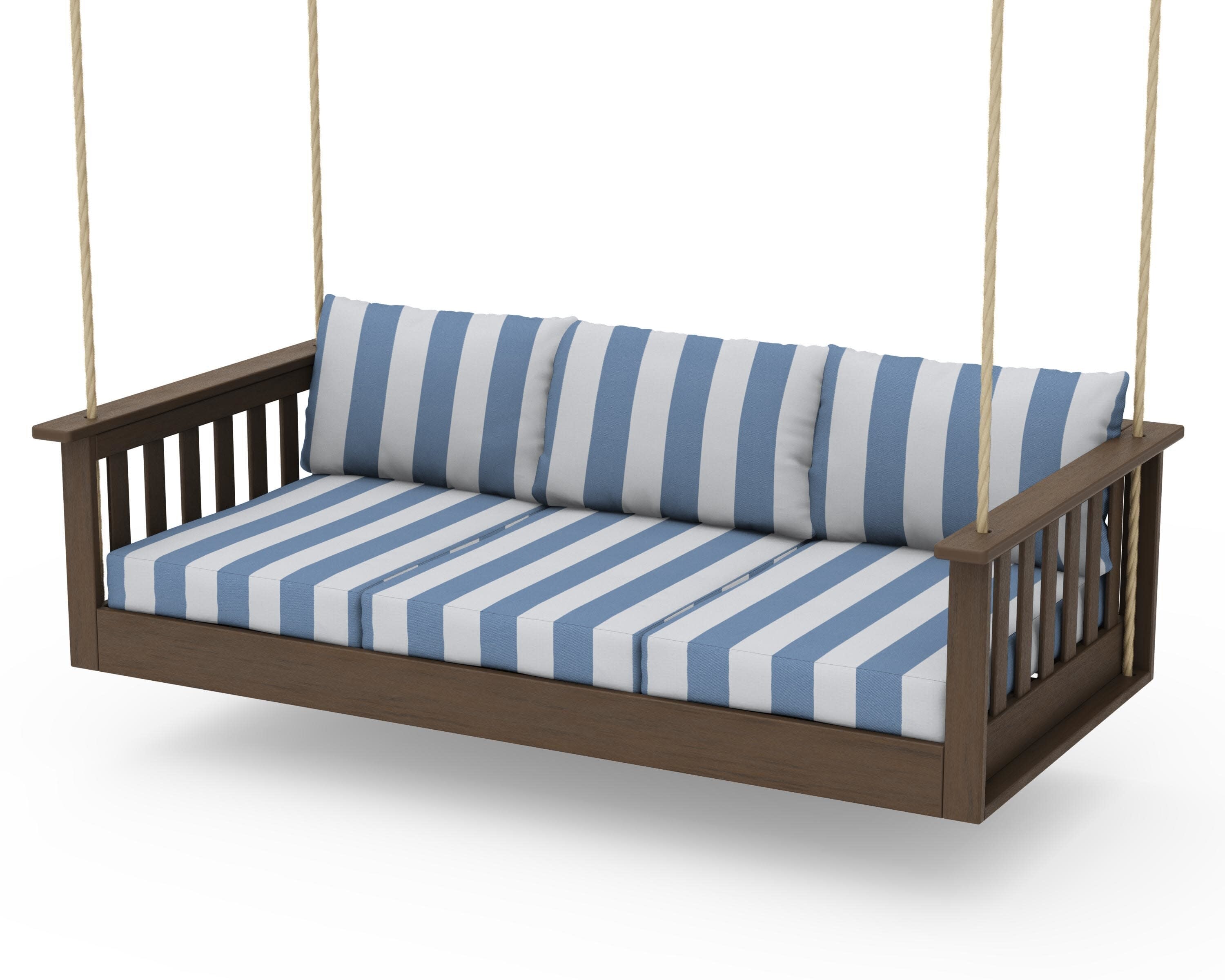 Vineyard Daybed Swing in Kona / Cabana Stripe Sky Blue