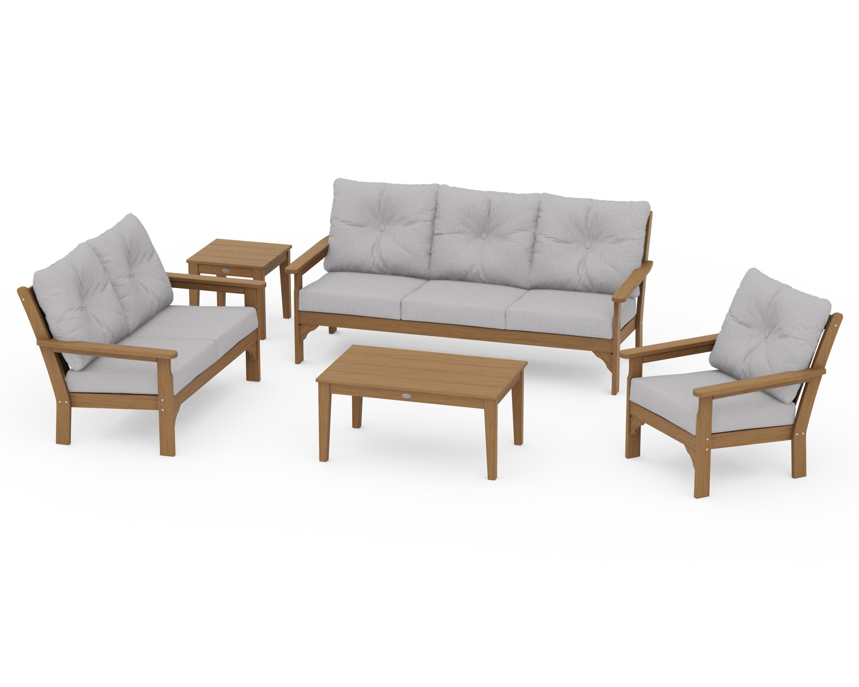 Vineyard 5 Piece Deep Seating Set in Natural / Granite