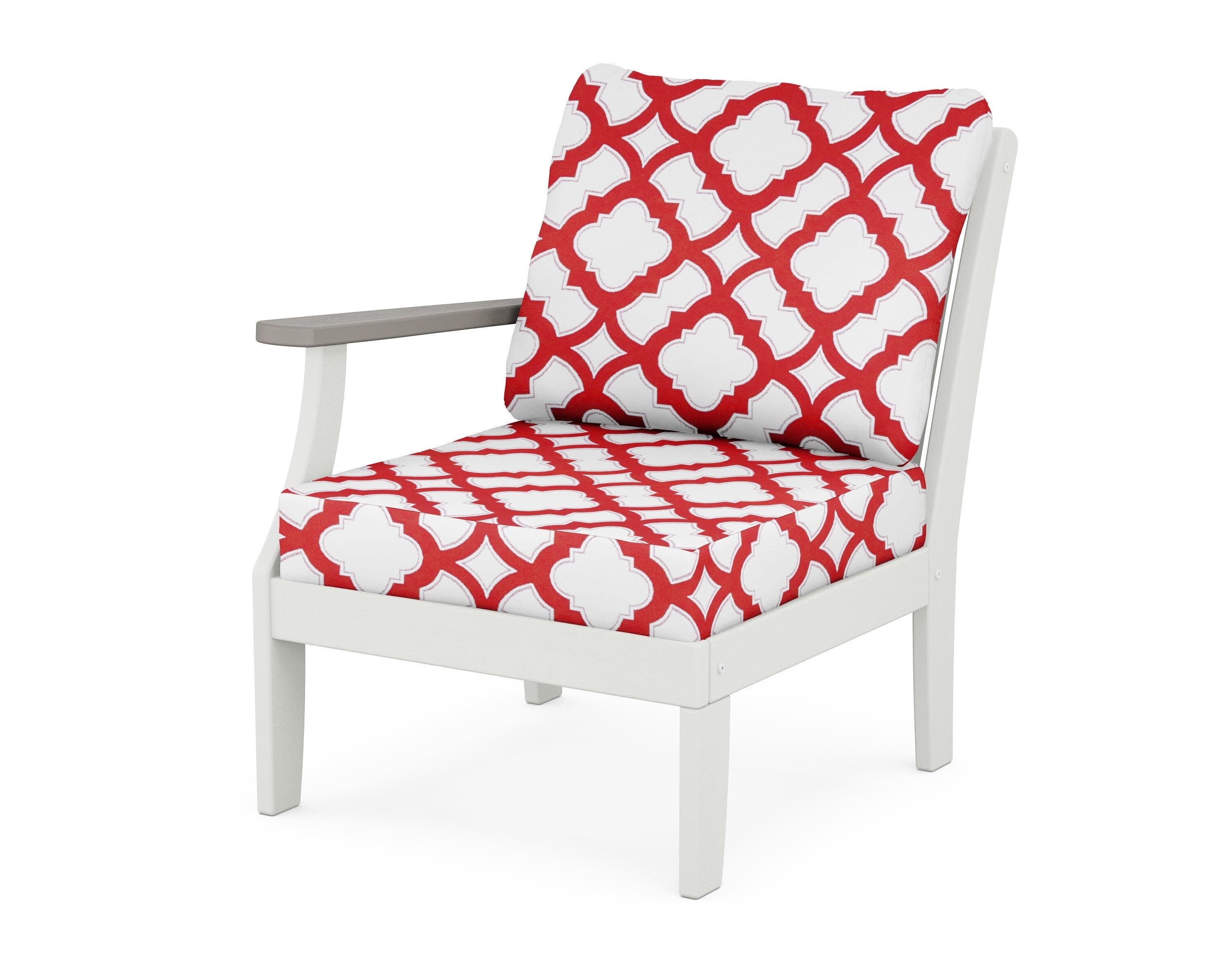 Braxton Modular Left Arm Chair in White / Driftwood / Trellis Crimson