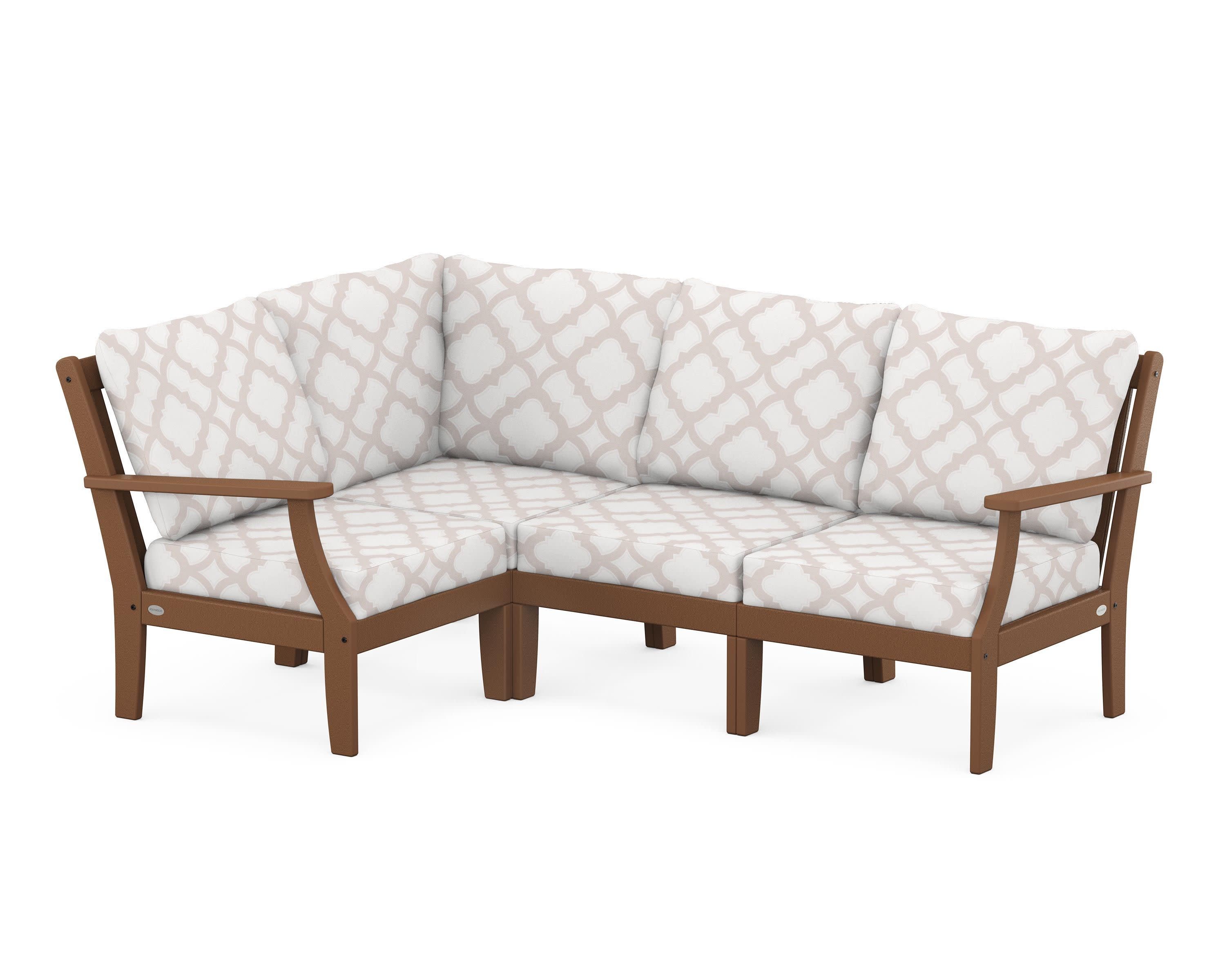 Braxton Modular 4-Piece Deep Seating Set in Teak / Trellis Dune Burlap
