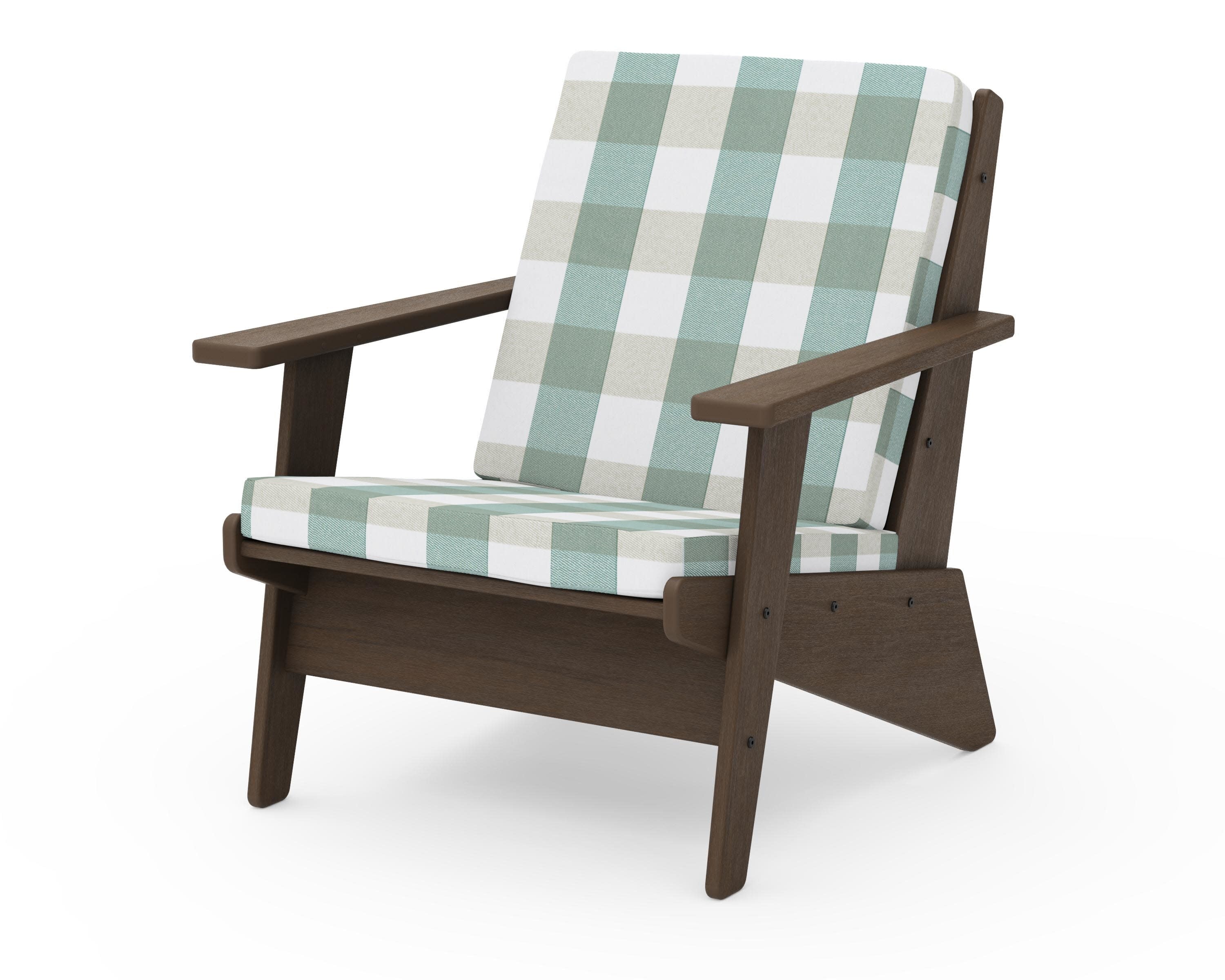Riviera Modern Lounge Chair in Kona / Buffalo Plaid Glacier Spa