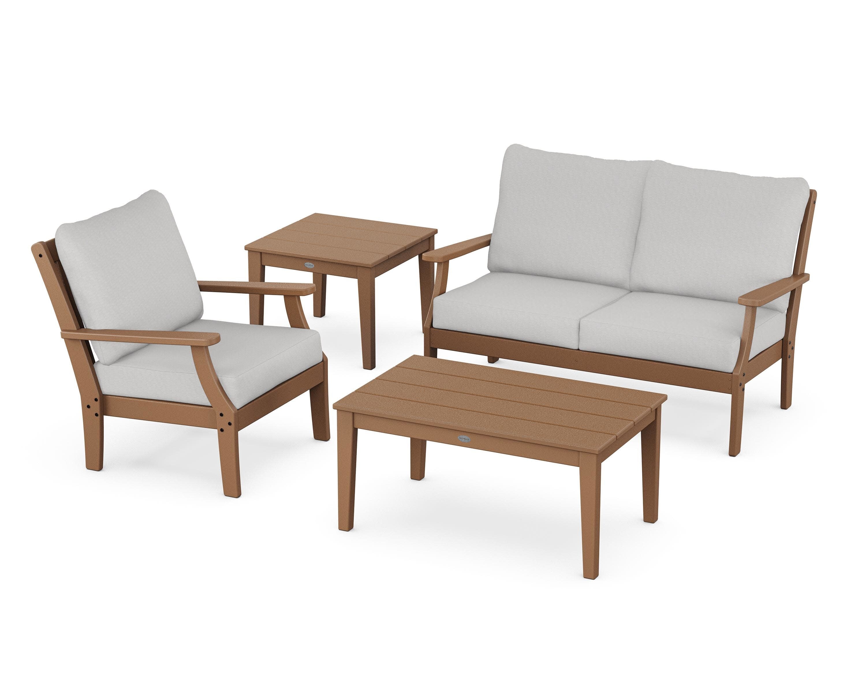 Braxton 4-Piece Deep Seating Set in Teak / Diamond in the Rough