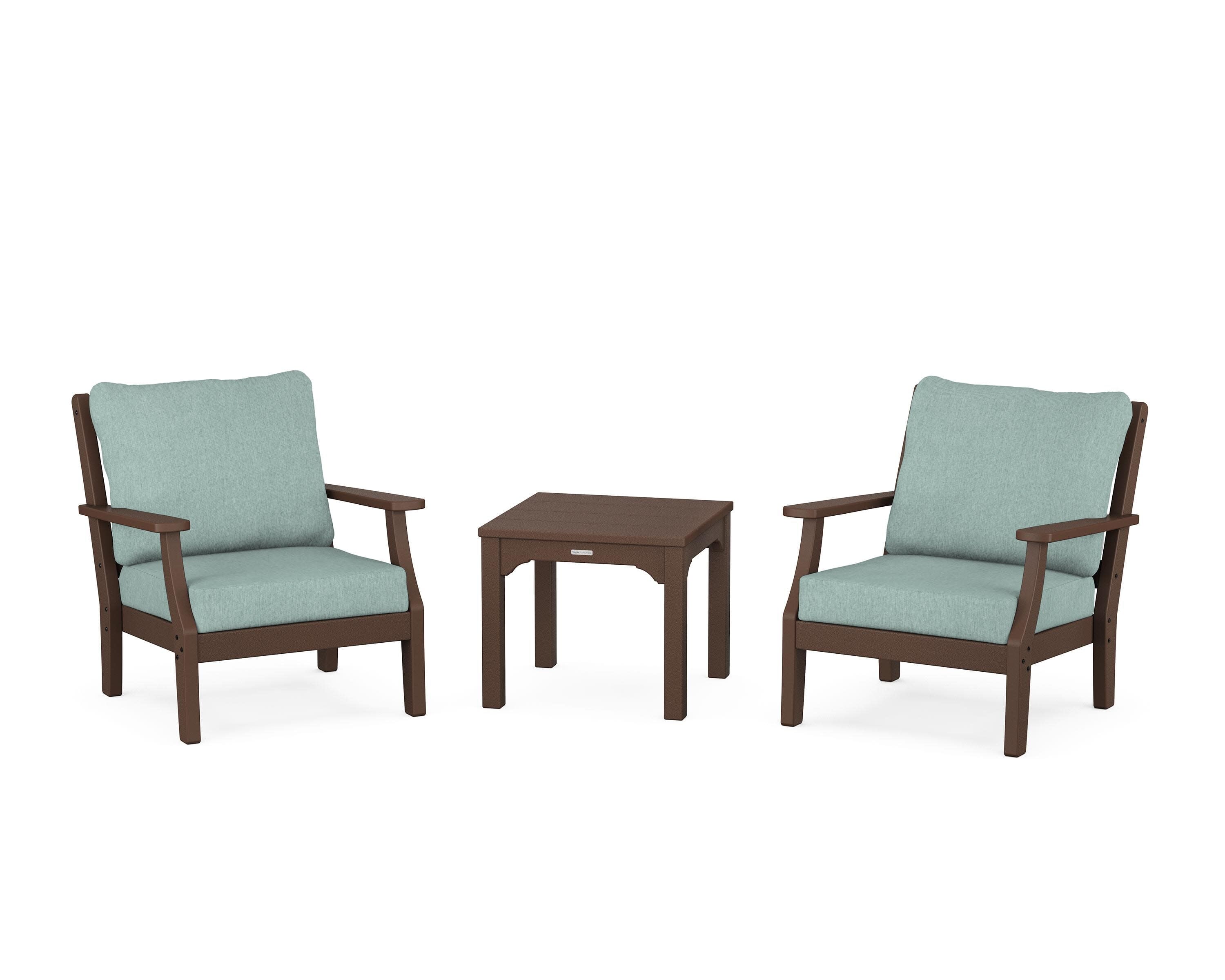 Chinoiserie 3-Piece Deep Seating Set in Mahogany / Glacier Spa