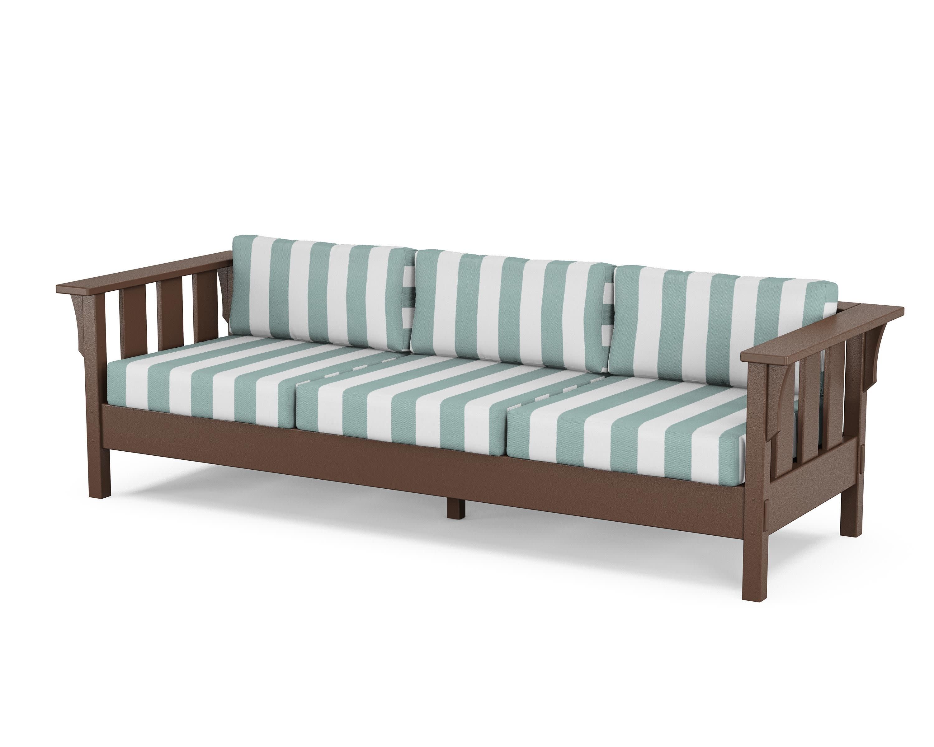 Acadia Deep Seating Sofa in Mahogany / Cabana Stripe Glacier Spa