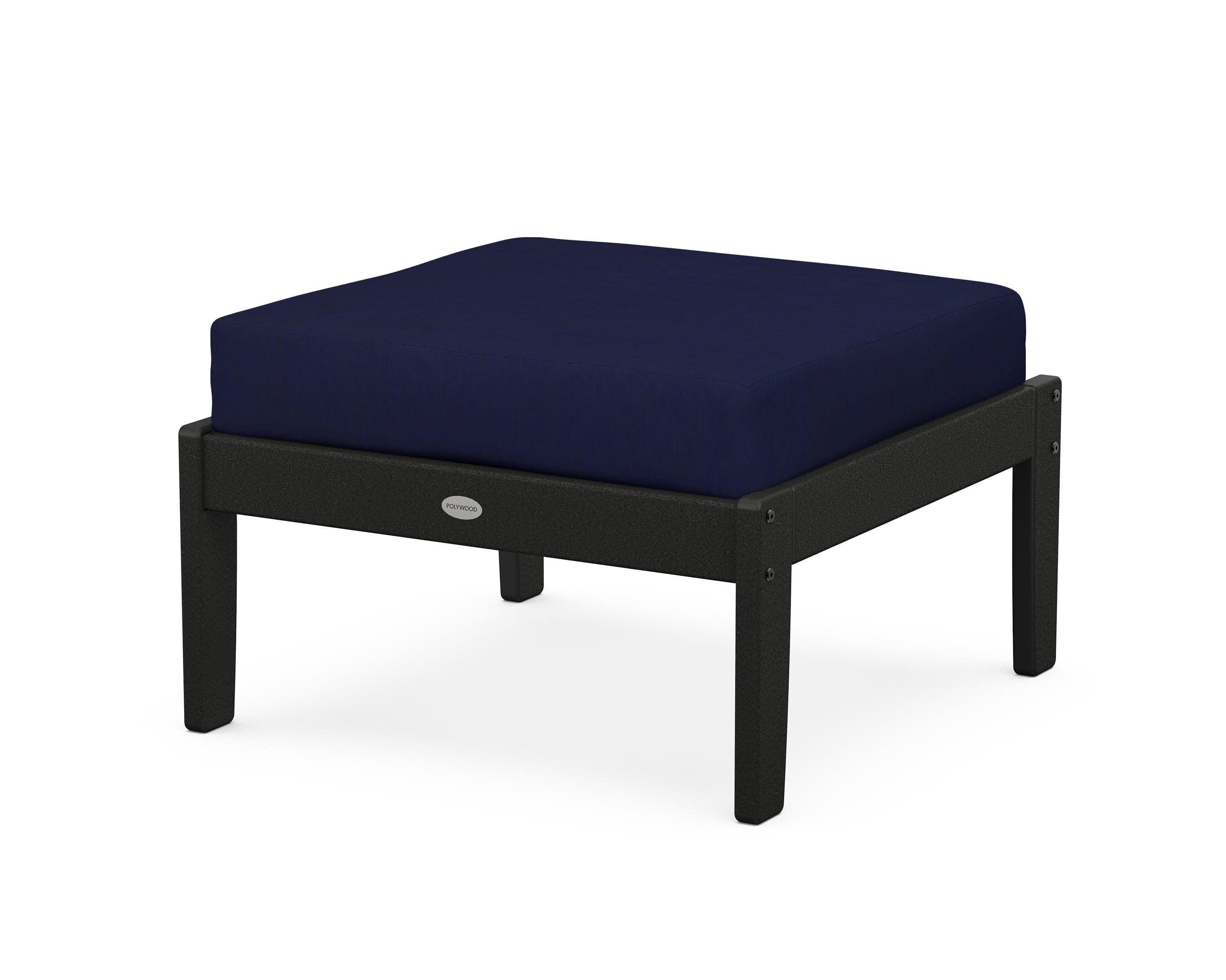 Braxton Deep Seating Ottoman in Black / Navy