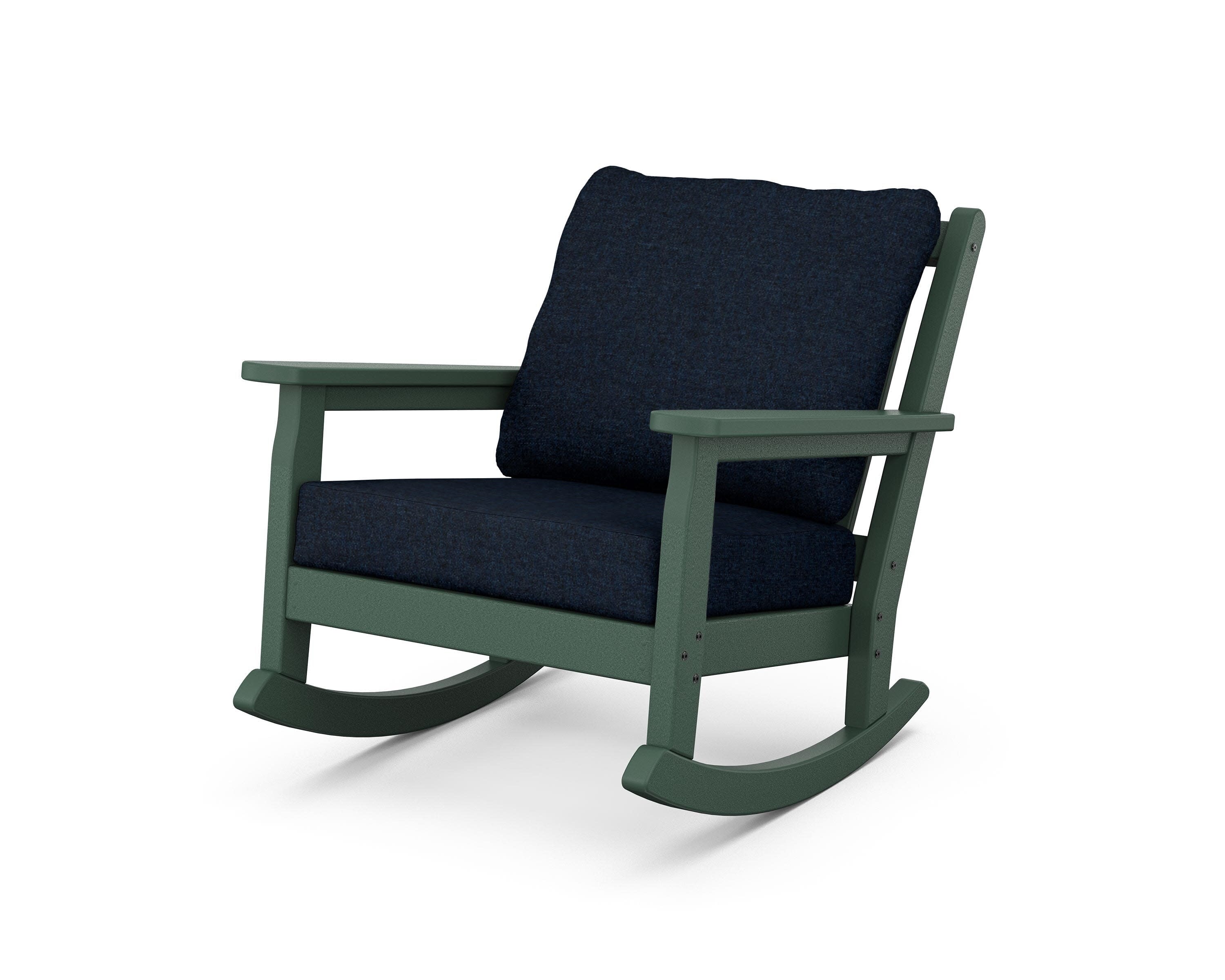 Chippendale Deep Seating Rocking Chair in Green / Marine Indigo