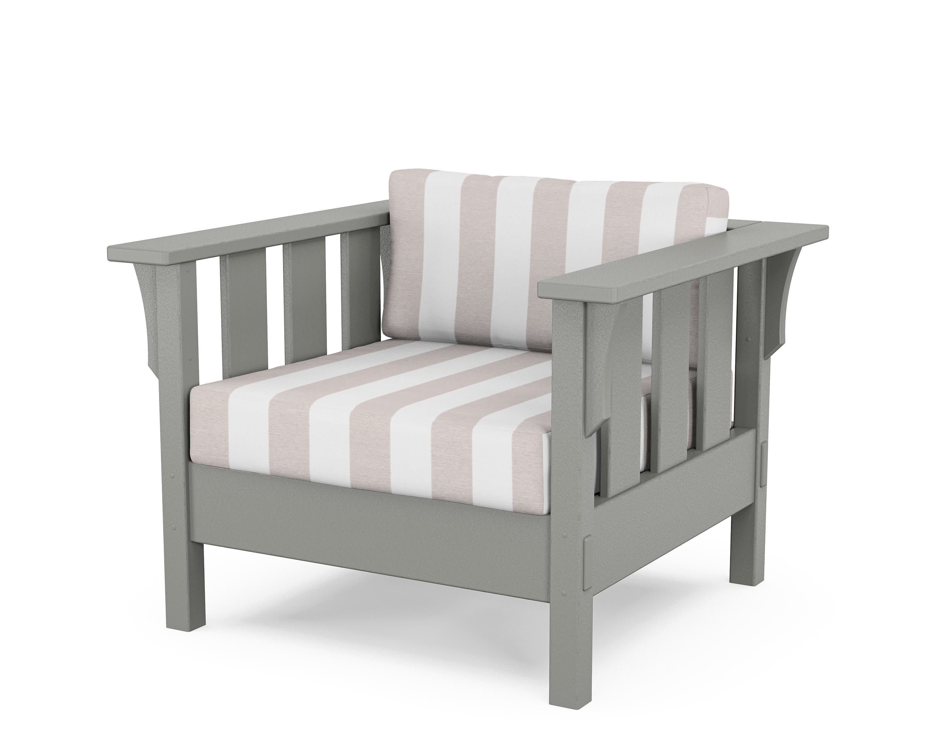 Acadia Deep Seating Chair in Slate Grey / Cabana Stripe Dune Burlap