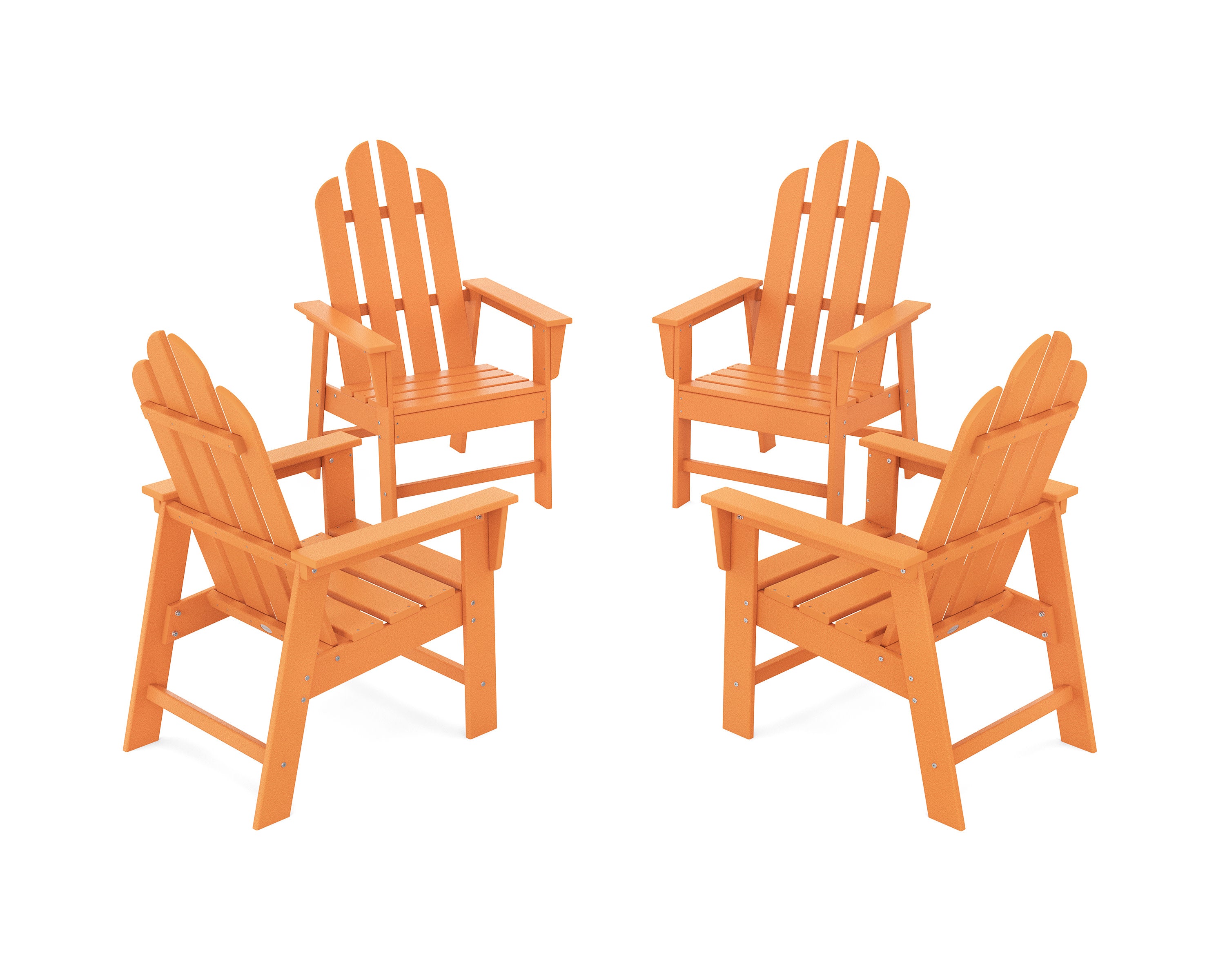 Long Island 4-Piece Upright Adirondack Conversation Set in Tangerine