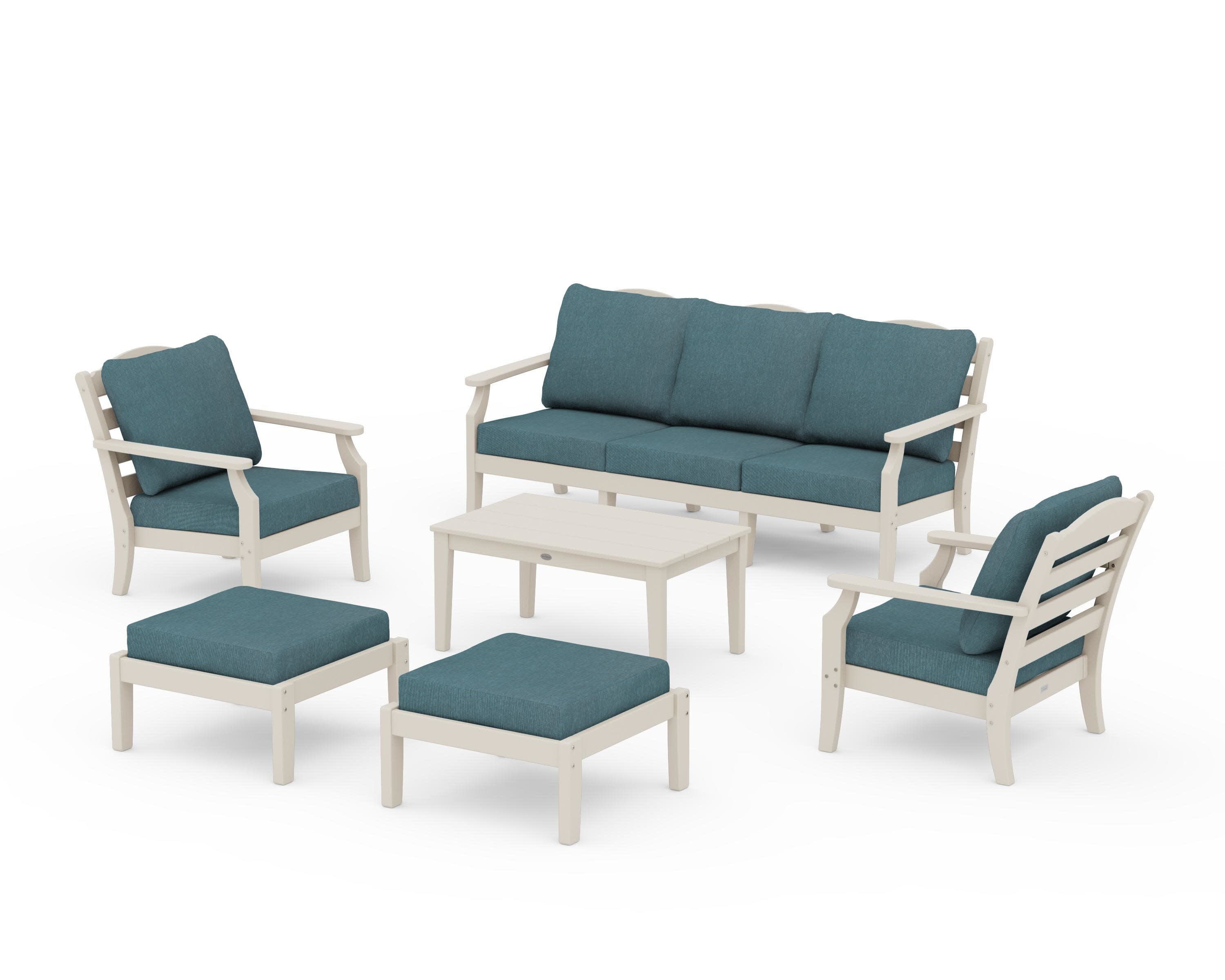 Savannah 6-Piece Lounge Sofa Set in Sand / Ocean Teal