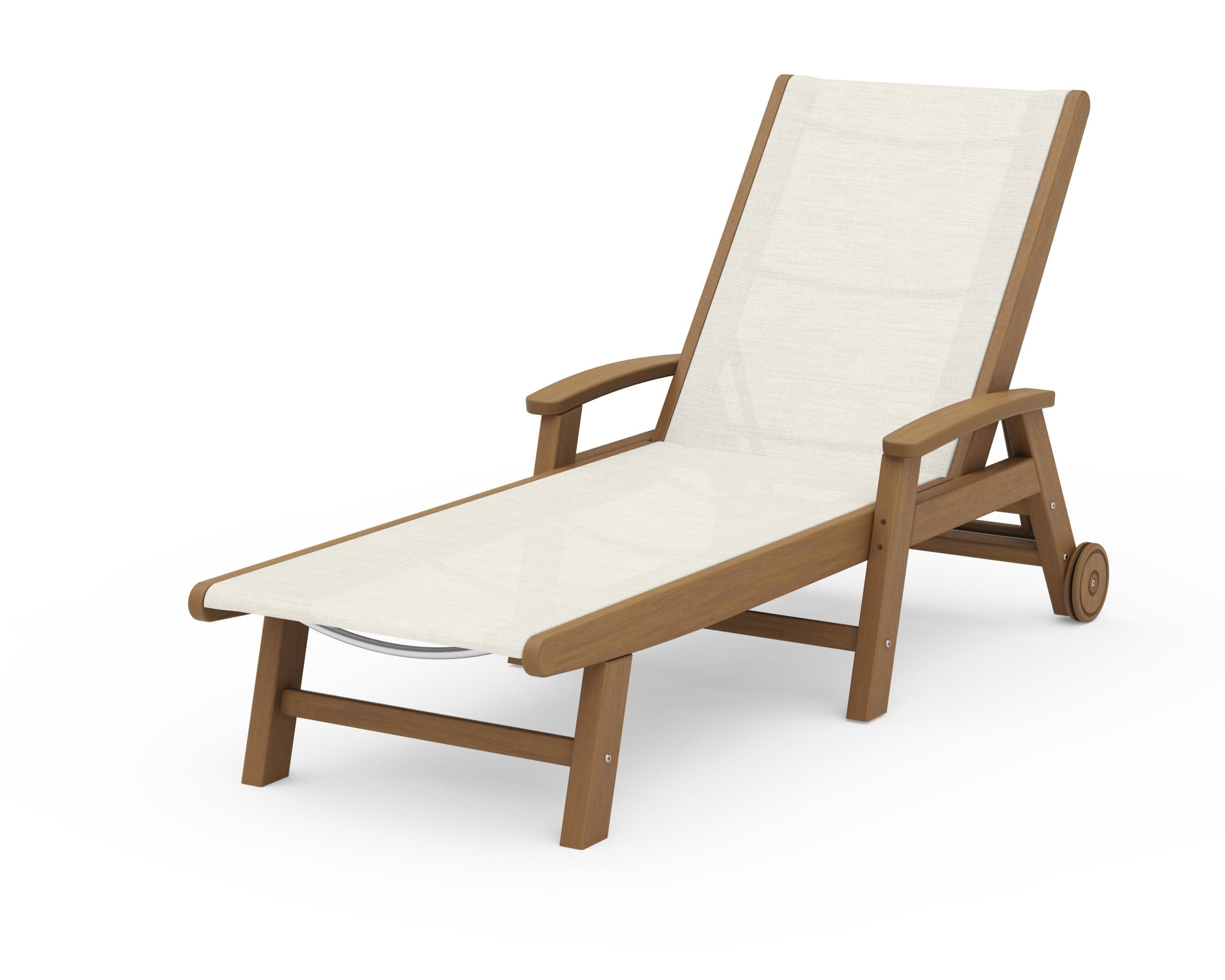 Coastal Chaise with Wheels in Natural / Parchment Sling