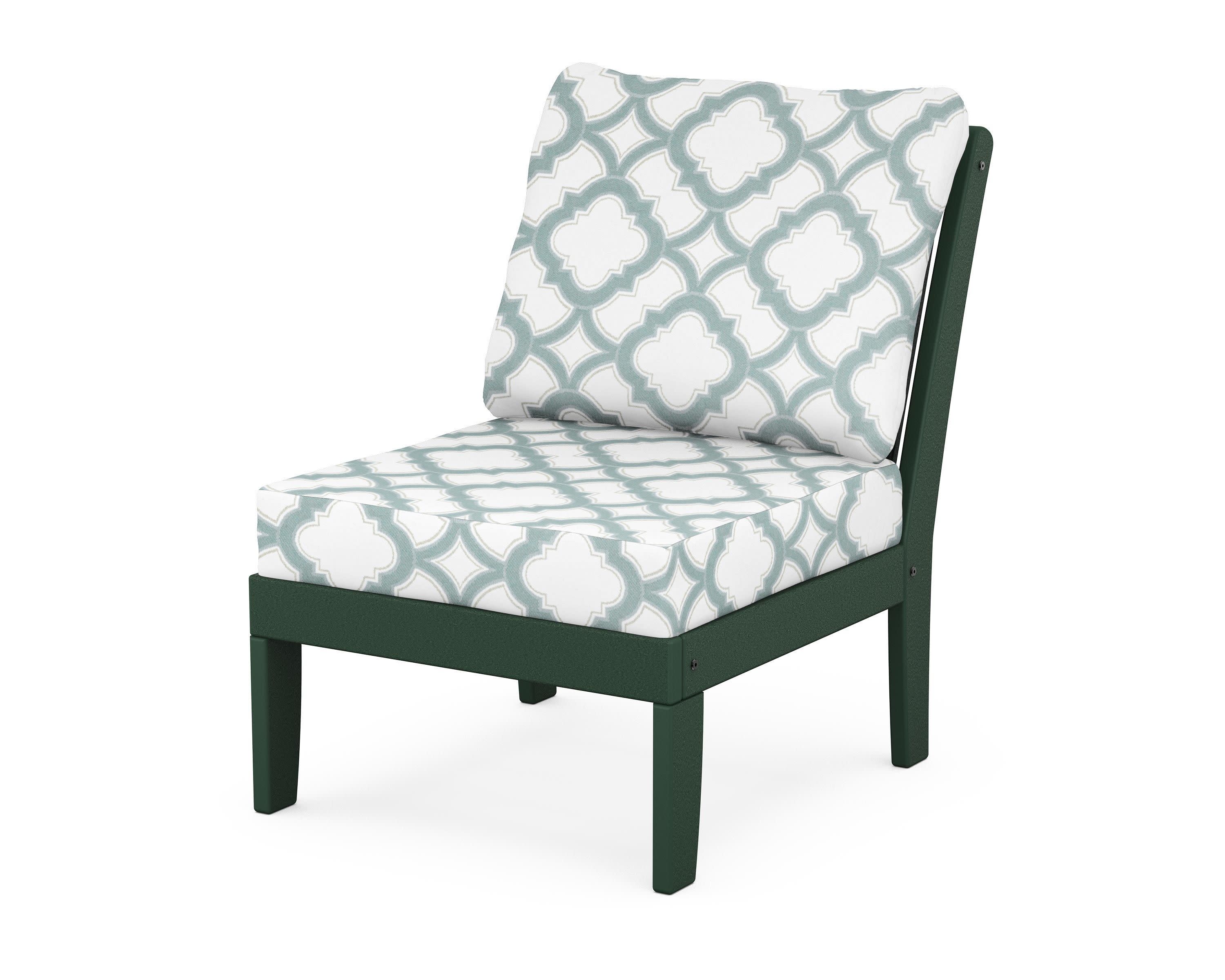 Braxton Modular Armless Chair in Green / Trellis Glacier Spa