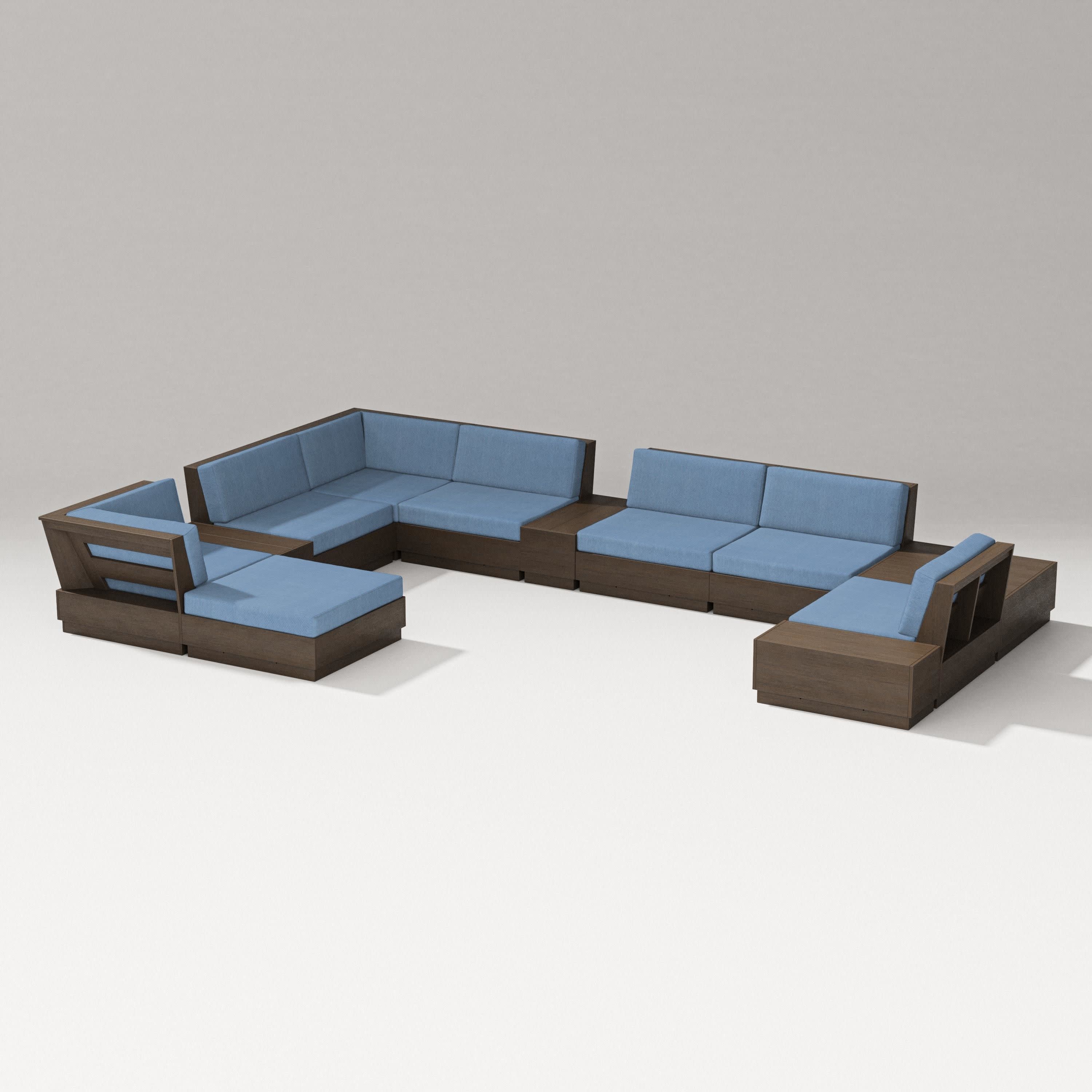 Elevate 12-Piece Conversation Sectional Set in Kona / Sky Blue