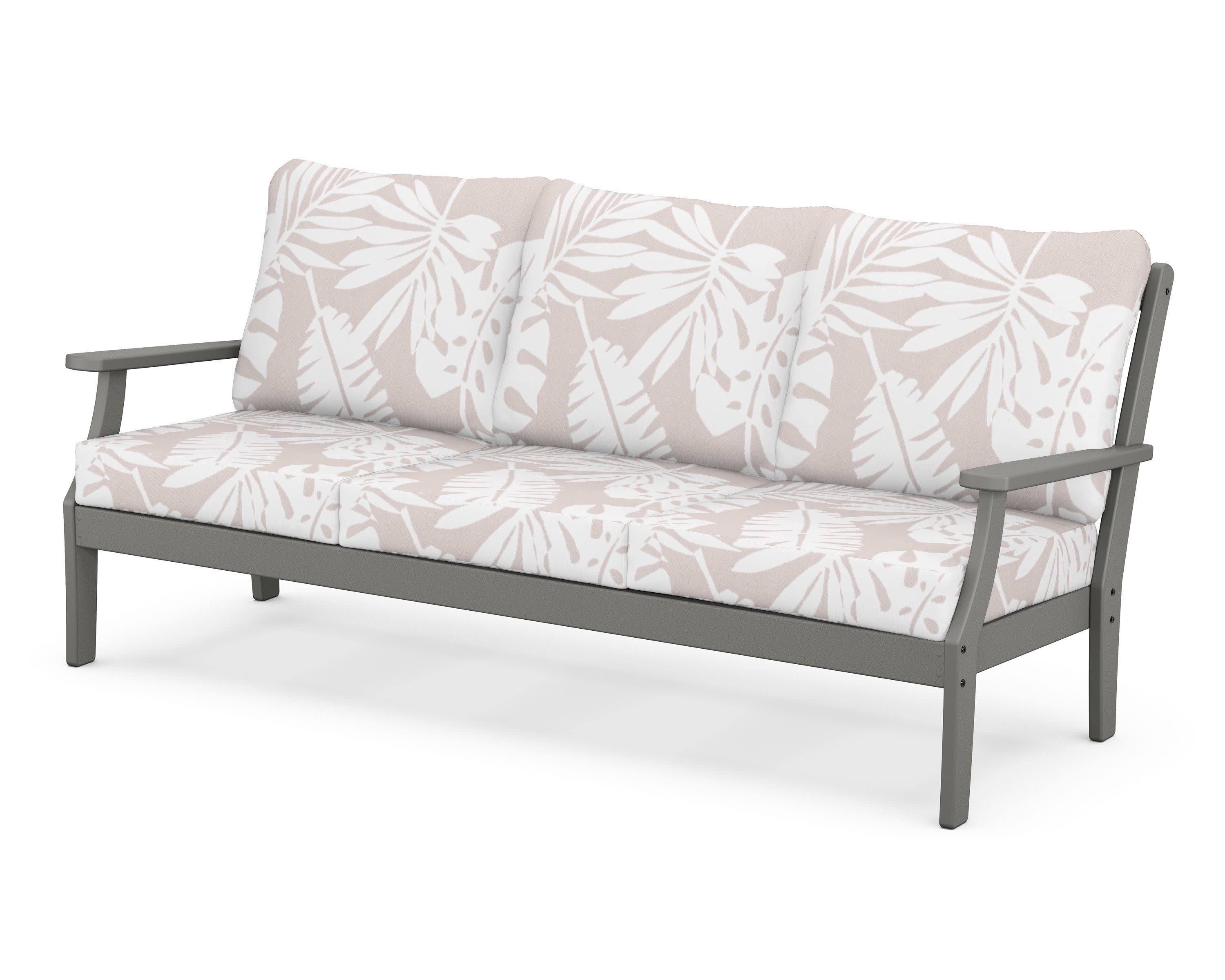 Braxton Deep Seating Sofa in Slate Grey / Leaf Dune Burlap