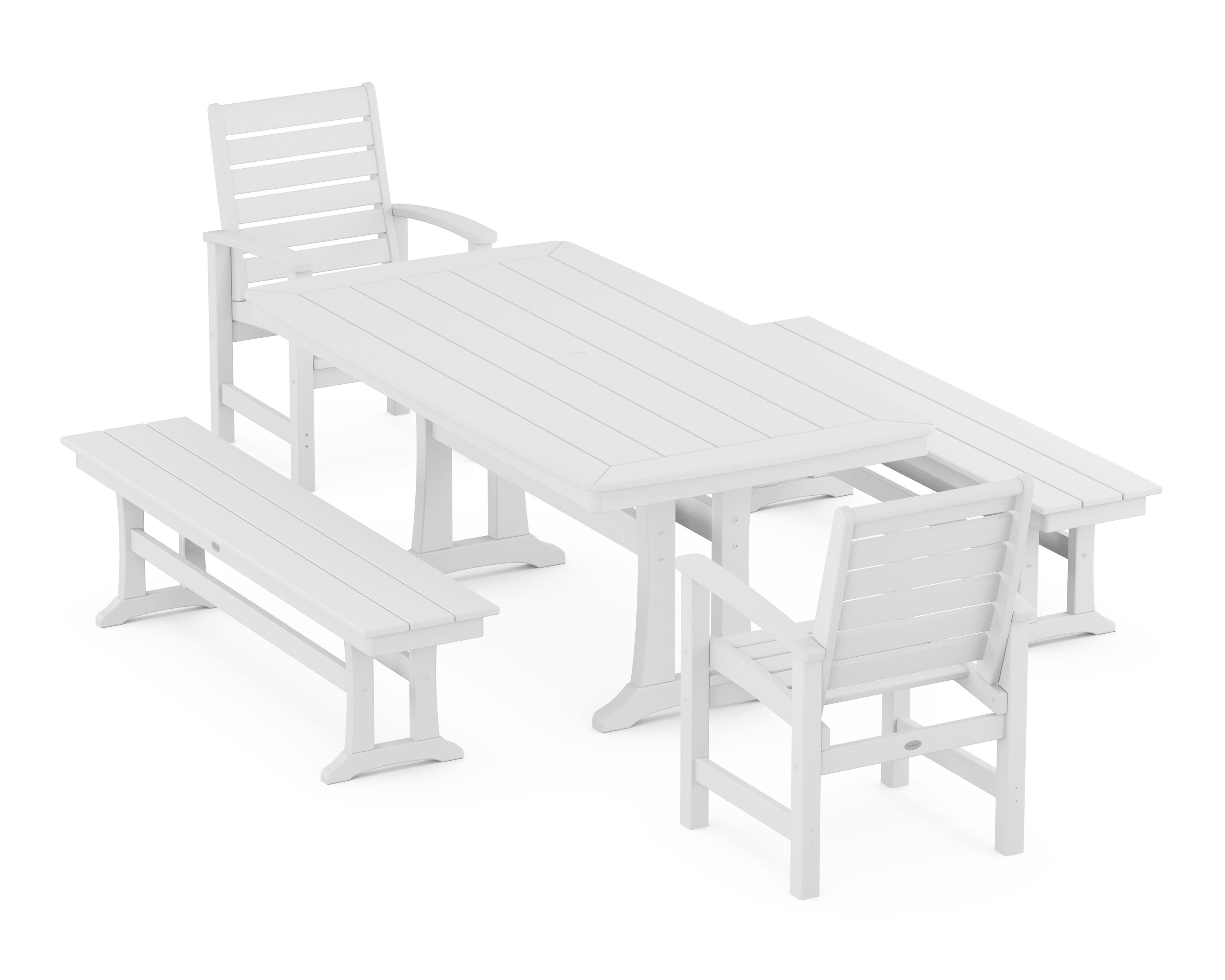Signature 5-Piece Dining Set with Trestle Legs in White