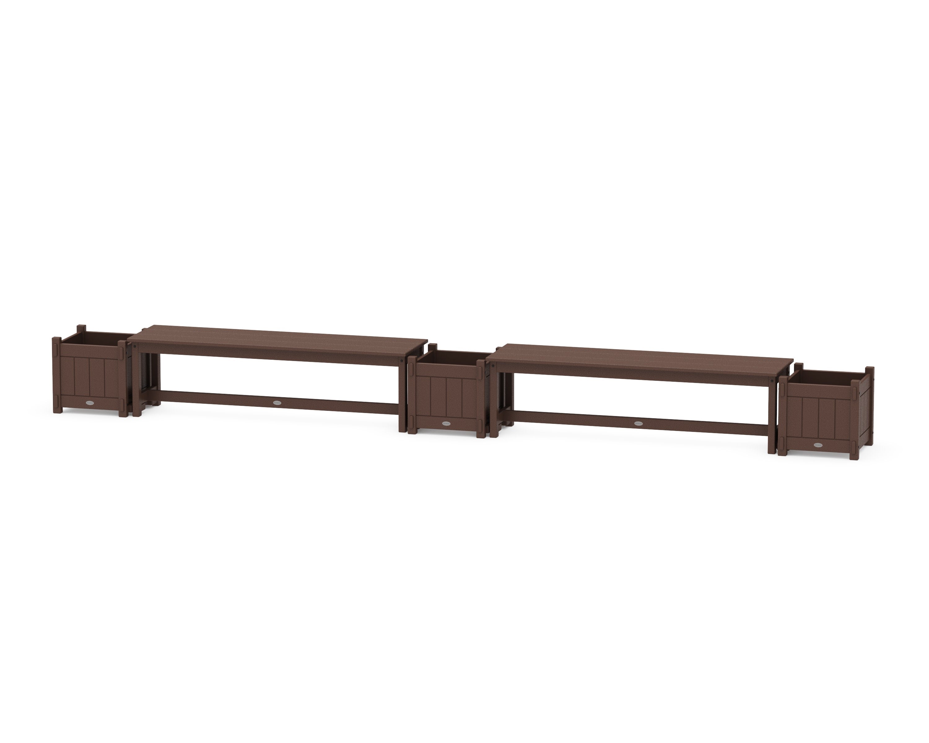 60" Vineyard Straight Double Planter Bench Set in Mahogany