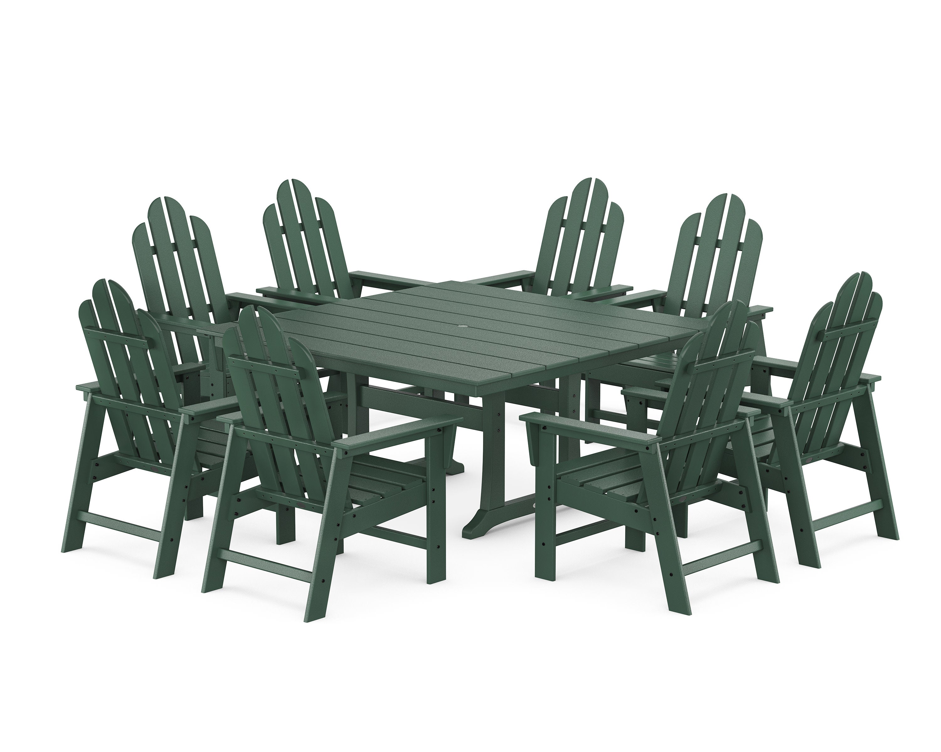 Long Island 9-Piece Square Farmhouse Dining Set with Trestle Legs in Green