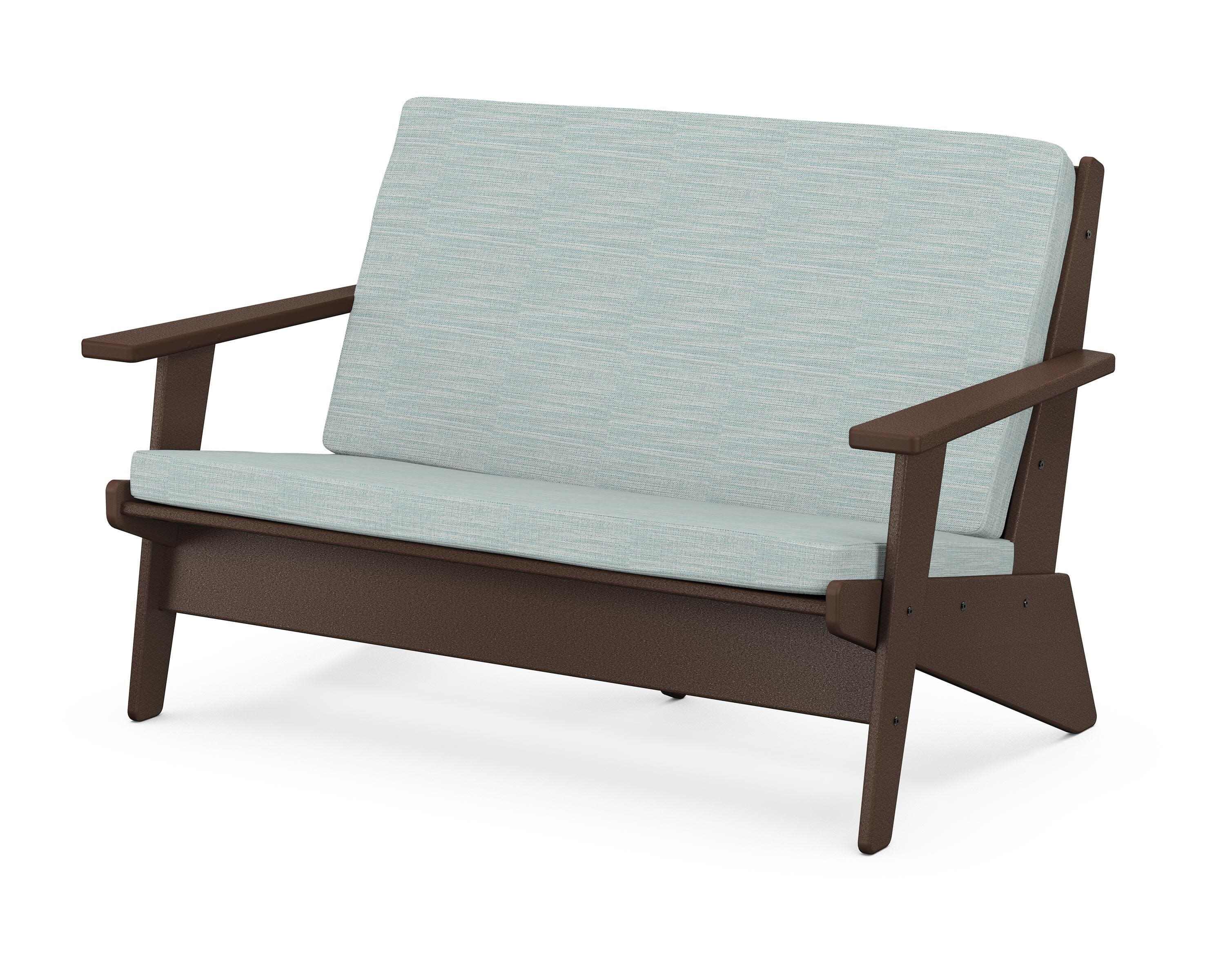 Riviera Modern Lounge Loveseat in Mahogany / Soothe Mist