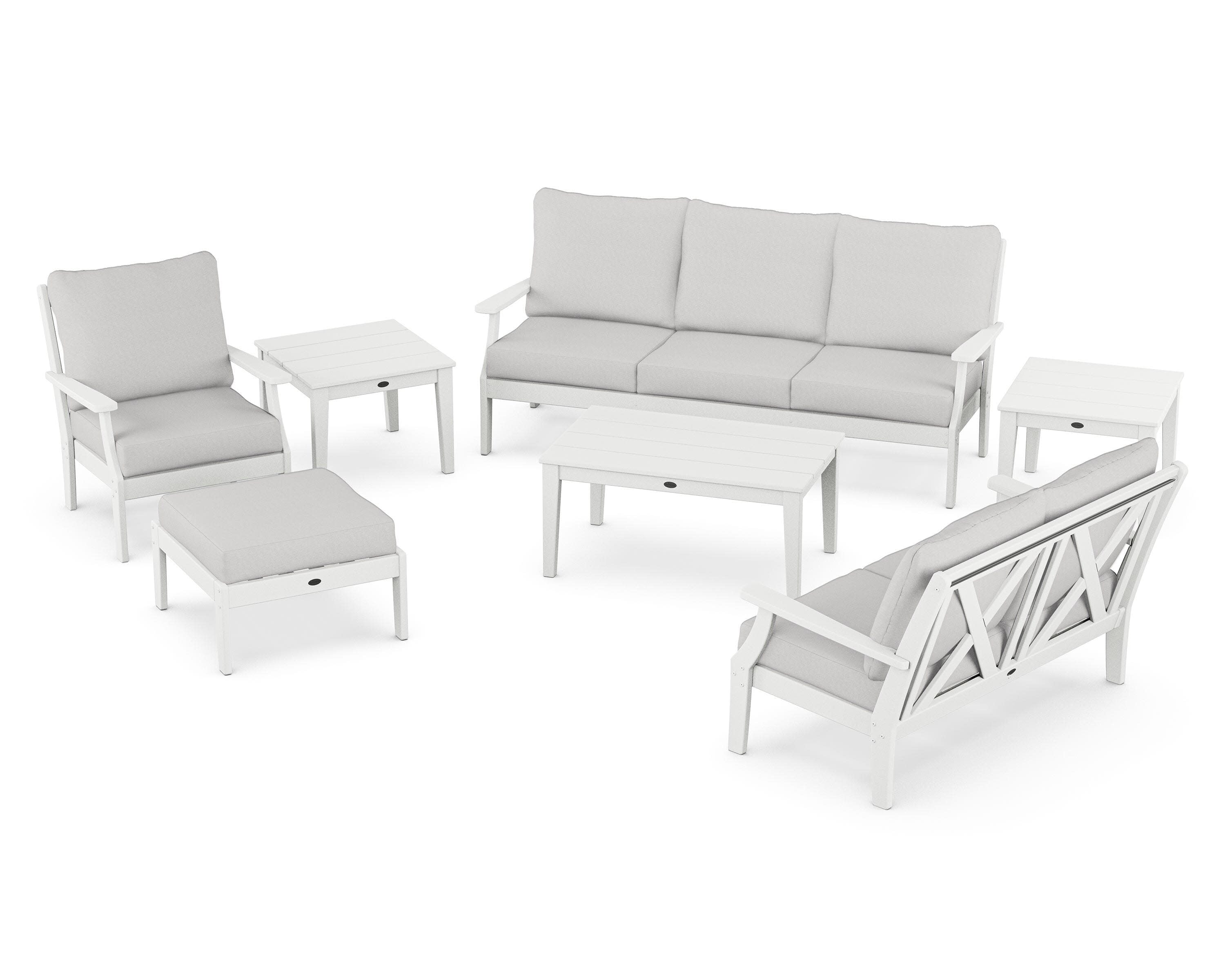 Braxton 7-Piece Deep Seating Set in White / Diamond in the Rough